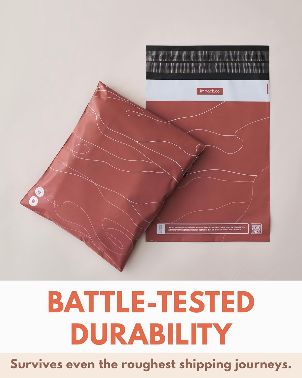 Poly Mailers 10x13-25 Pack Biodegradable Shipping Bags for Clothes - Impack Self-Seal Waterproof Thick Mailing Envelope for Accessories & Clothing - Tidal Terracotta