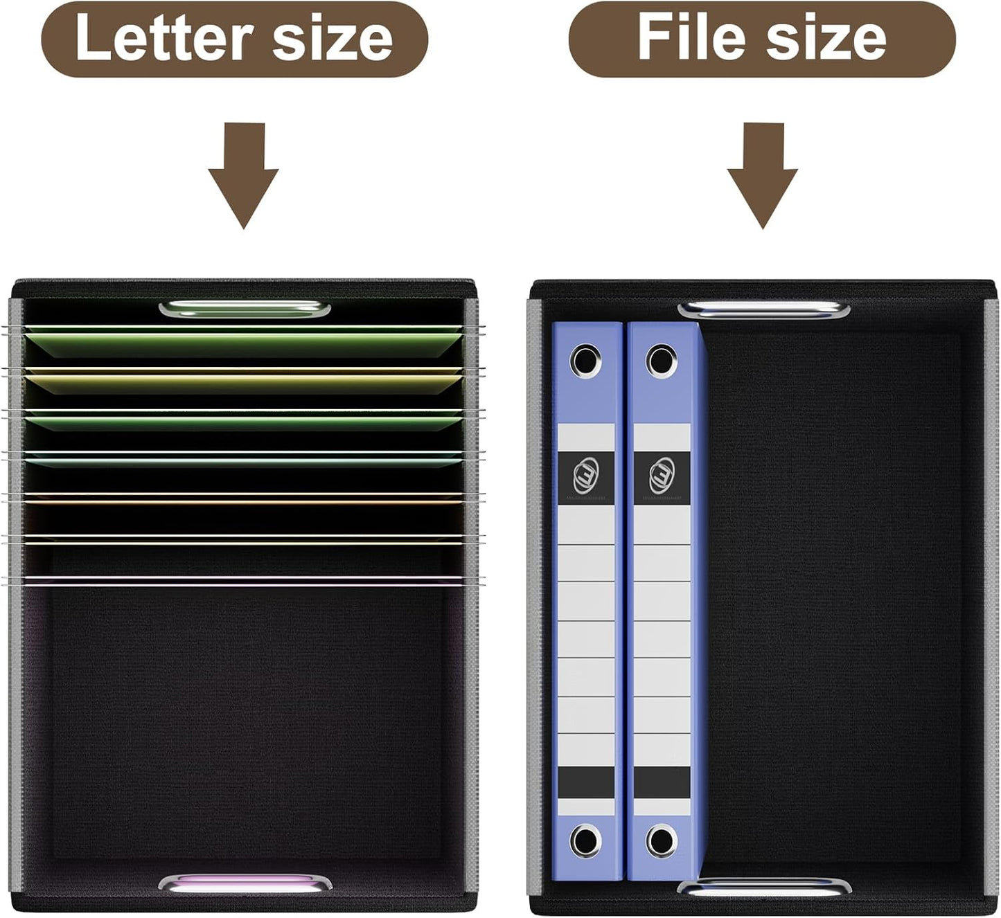 Huolewa Faux Leather File Organizer Box with Lid, Collapsible Hanging File Folder Box Organizer with Plastic Slides, Decorative Home/Office Filing Boxes for File and Folder Storage - Dark Brown