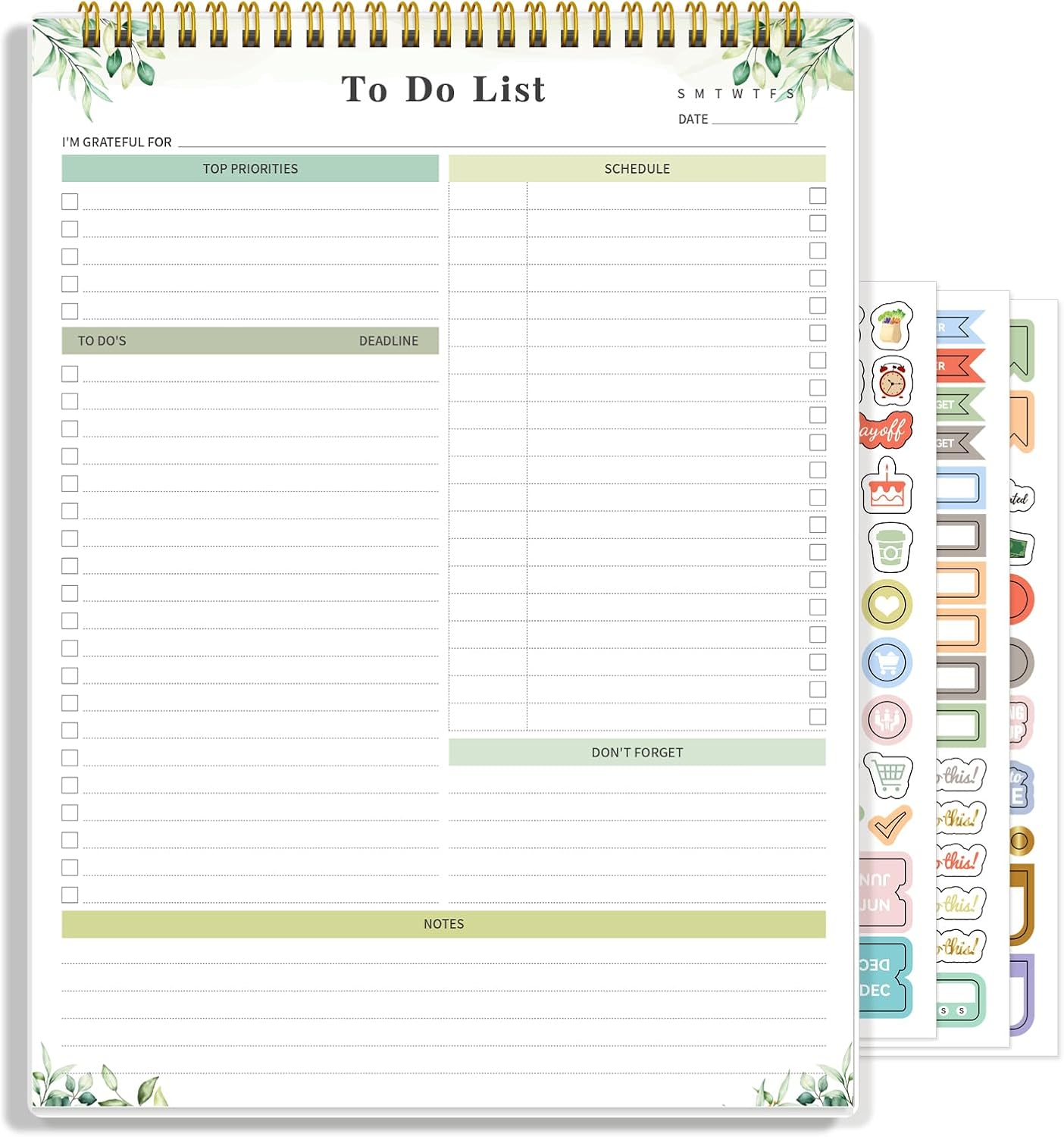 To Do List Notepad Undated, Daily To Do List Notebook (8.5"x 11") Spiral Daily Task Hourly Schedule Planning Pad with Checklist Suitable for Office, Home and School 104 Pages