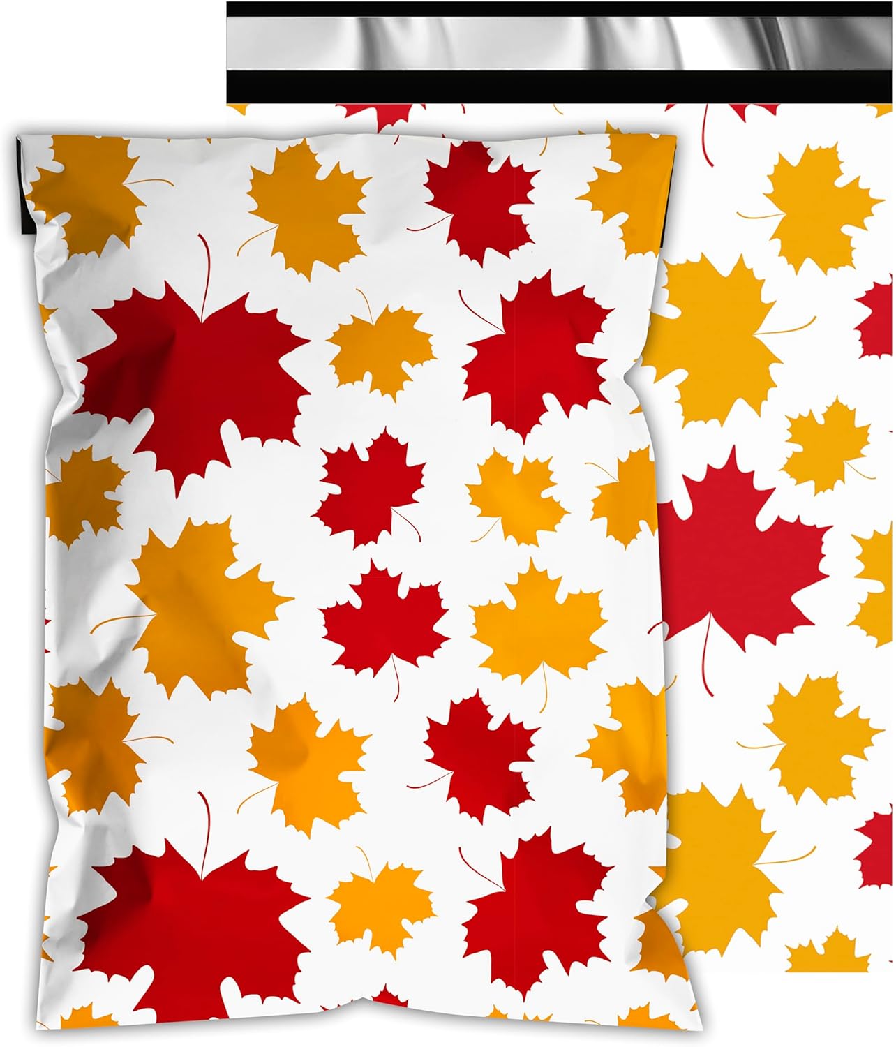 Poly Mailers 6x9 Inch 100 Pcs - Maple Leaf printed Shipping Bags, 2.4mil Thickness, Waterproof and Tear Resistant Mailing Envelopes, Self-Sealing Packaging Bags for Small Business