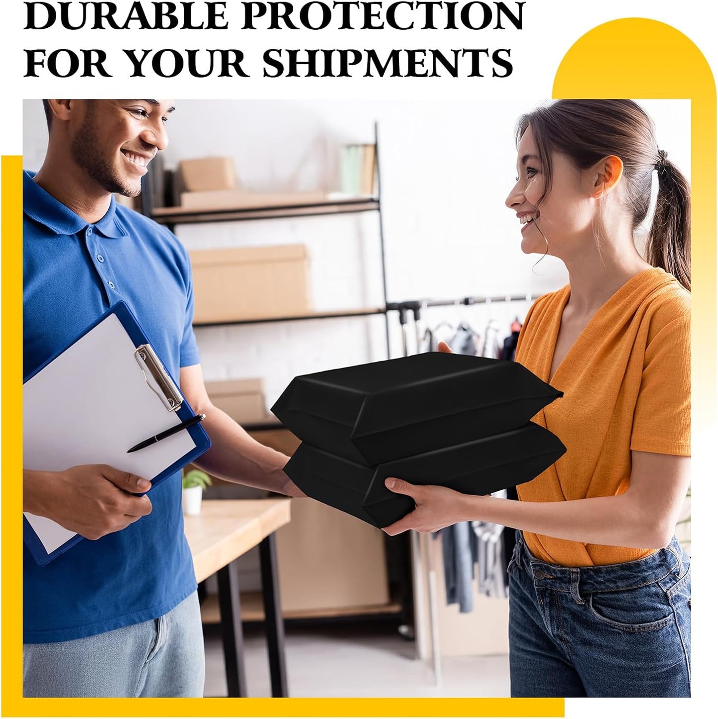 Metronic Large Poly Mailers 17.7x22” 50pcs,Bulk Large Shipping Bags for Clothes,Strong Self Adhesive Shipping Envelopes for Small Business,Waterproof Mailing Envelopes for Packaging Black