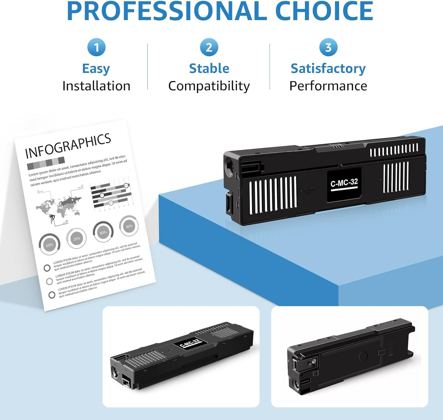 MC-32 Maintenance Cartridge Replacement for Canon MC-32 Maintenance Cartridge Compatible for Canon TC-20 TC-20M TC-5200 TC-5200M Large Format Printers for Cannon Maintenance Cartridge MC-32 (1 Pack)