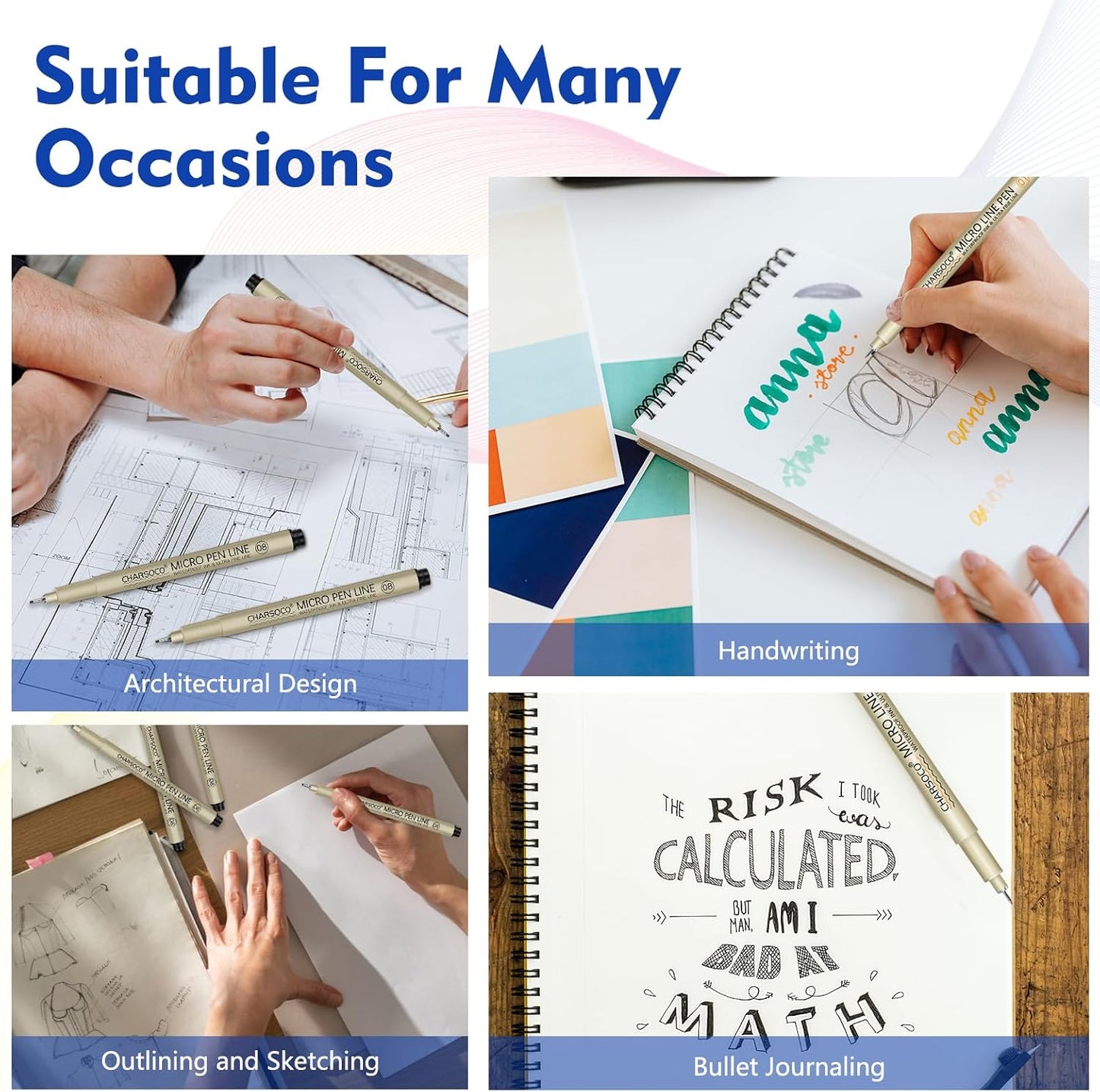 1 Micro Pen, 6 Pack Black Fine Point Pen with Waterproof Archival Ink, 1mm Fineliner Ink Pens for Artist Illustration, Sketching, Anime, Manga, Technical Drawing and Scrapbooking