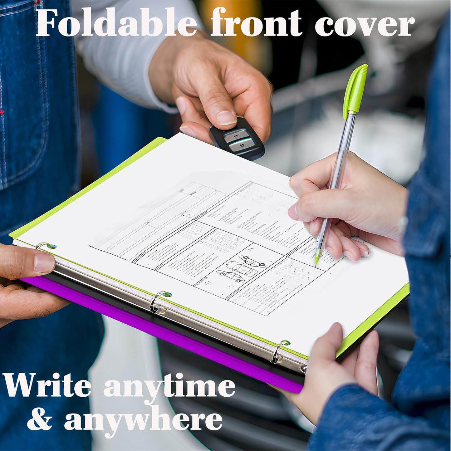 INFUN 1 Inch Telescoping 3 Ring Binder - 4PCS, Flexible Round Binder with Customizable Front Cover and Clear Catalog Pocket, 1 Inch Rings, 225 Sheet Capacity- Green, Red, Orange, Blue