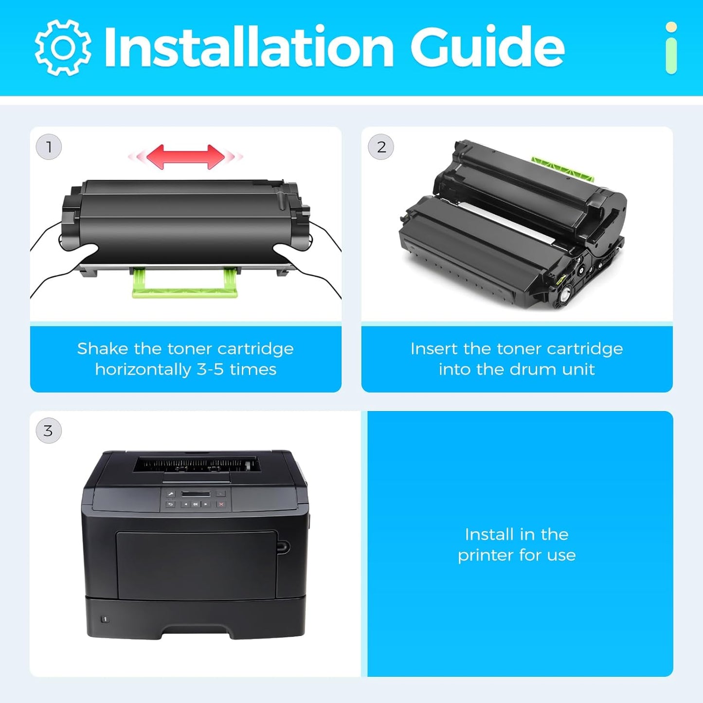 B2360 M11XH Toner Cartridge Black （High Yield with chip 1-Pack） Replacement for Dell B2360 M11XH Toner Compatible with Dell B2360 B2360d B2360dn B3460dn B3465dn B3465dnf Laser Printer Ink All-in-One