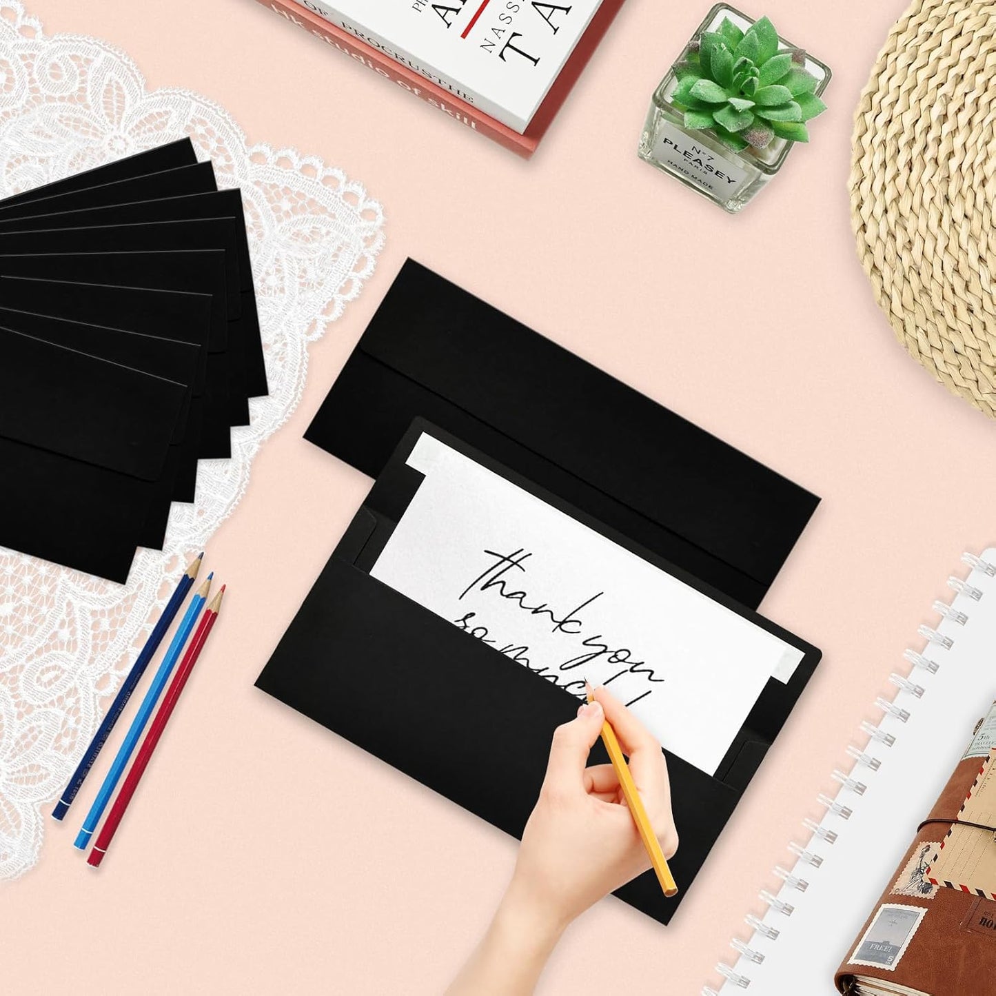 200 Pack #10 Business Envelopes, Black Standard Envelopes Self Seal, Letter Size Business Mailing Envelopes for Checks Letters Invoices Statements Birthday Graduation Wedding,4 1/8 x 9 1/2 Inch