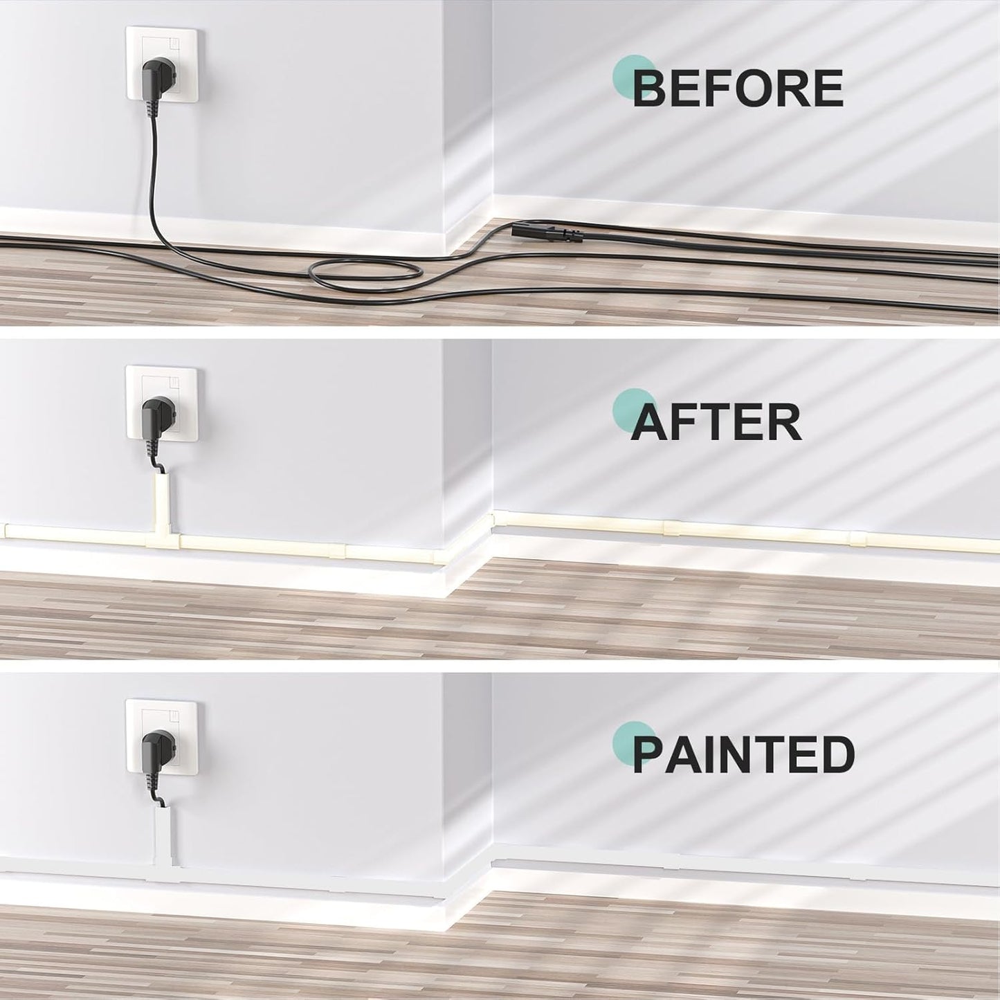 Delamu Cord Covers for 3-4 Wires on Wall, 254in Cable Hider Cord Hider, Large Wire Hider Wire Covers for Cords on Wall, Beige TV Cord Hider for Wall Mounted TV, 15x L16.9 W1.18 H0.6in, Beige