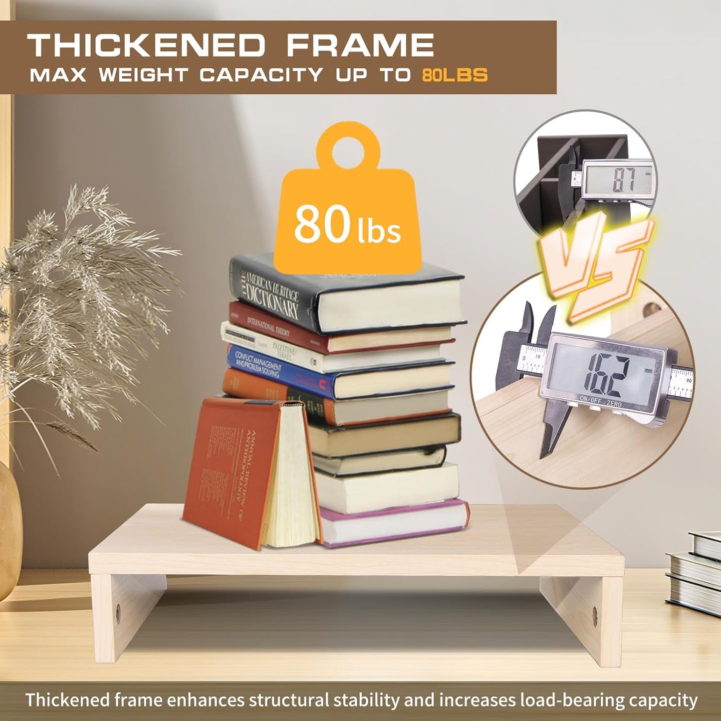 Monitor Stand Riser, Computer Stand, Desk Organizers and Accessories, Laptop Shelf Computer Monitor Riser with Storage for TV Screen PC Printer (Oak-15.75inch)