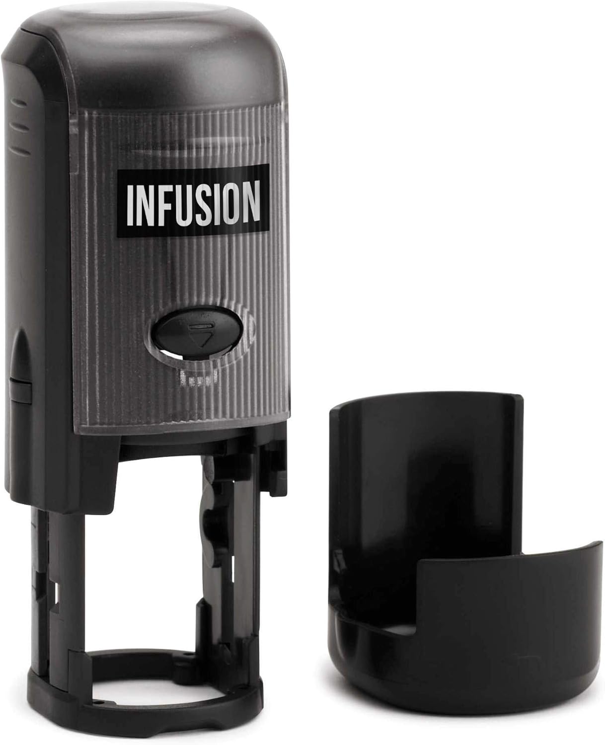 Infusion Custom Text Round Self-Inking Rubber Stamp (1" Diameter) - Up to 3 Lines of Text and Border