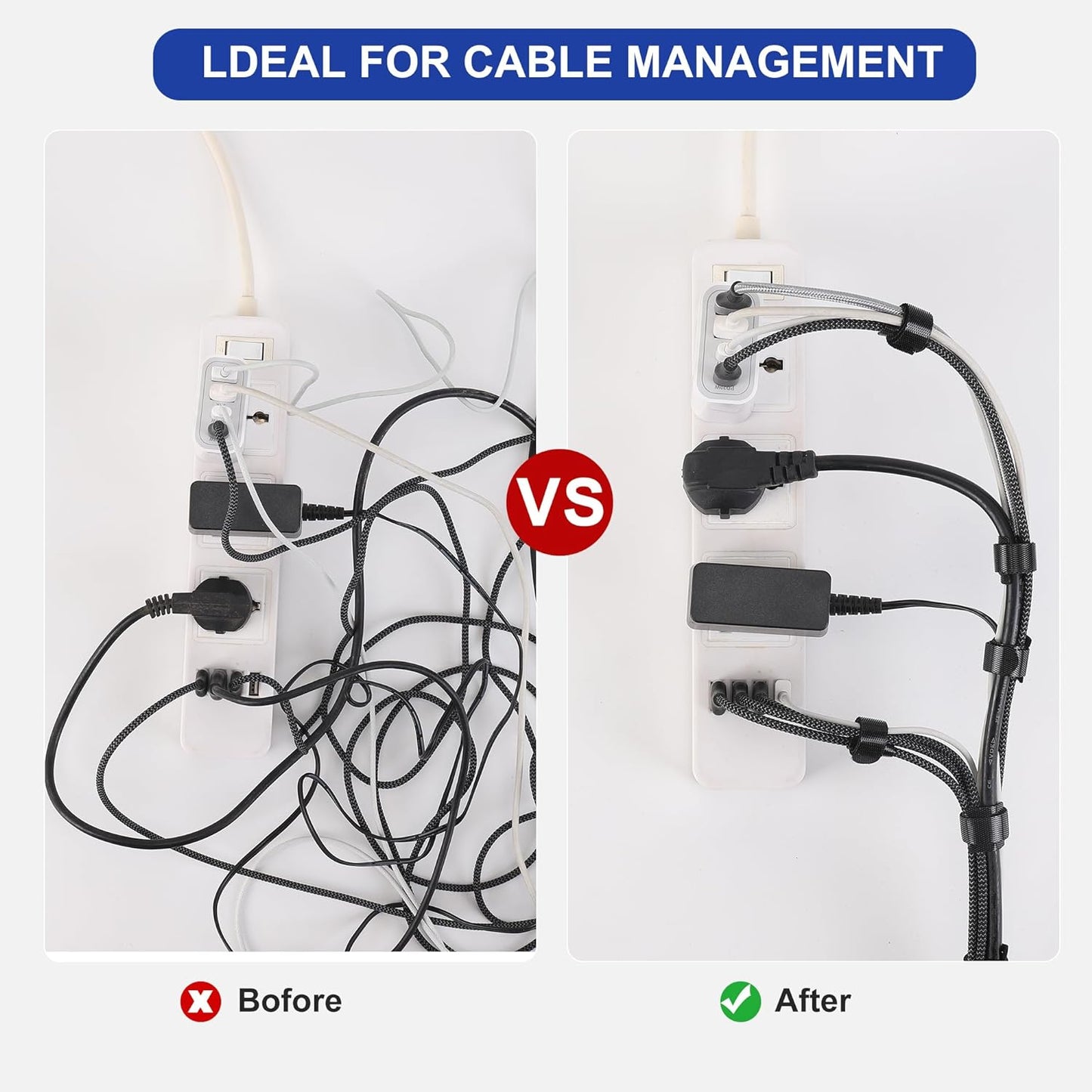 Reusable Cable Ties, 210 PCS 8 Inches Adjustable Cord Straps Wire Organizer Cord Wrap and Hook Loop Cable Management