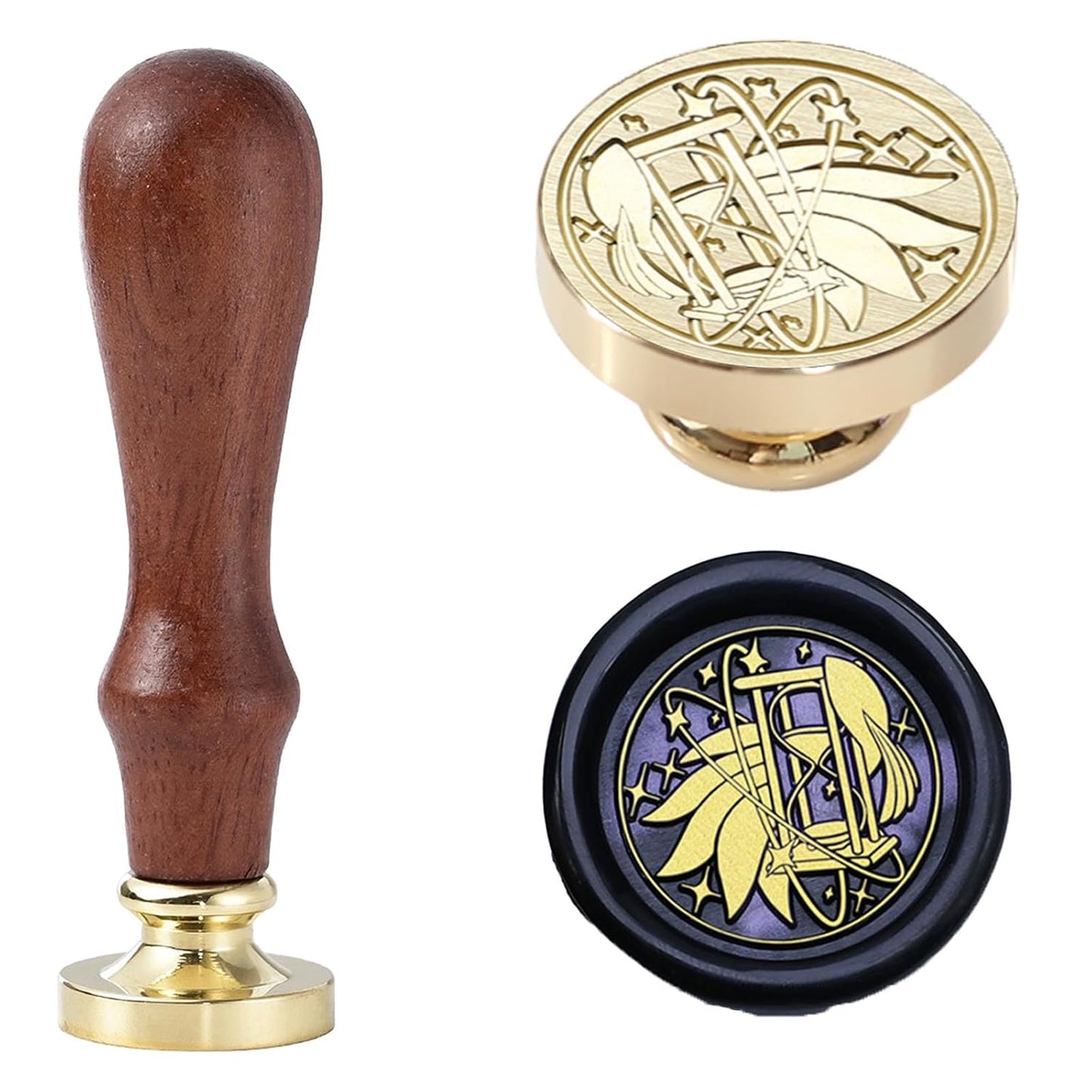 Hourglass Wax Seal Stamp - Starfish Hourglass Wax Stamp Head, 1.18 inch/30mm Brass Sealing Wax Stamp with Handle for Envelopes, Letters, Handicraft DIY, and Christmas