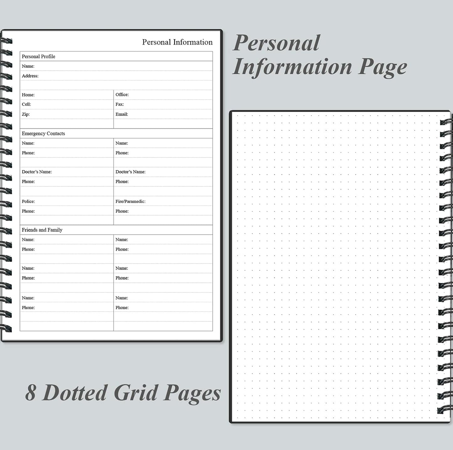 Daily Planner Undated - A5 To Do List Notebook Hourly Schedules, Spiral Appointment Planner for Women and Men, PVC Hardcover, Inner Pocket, Elastic Closure, 5.8" x 8.3", Black