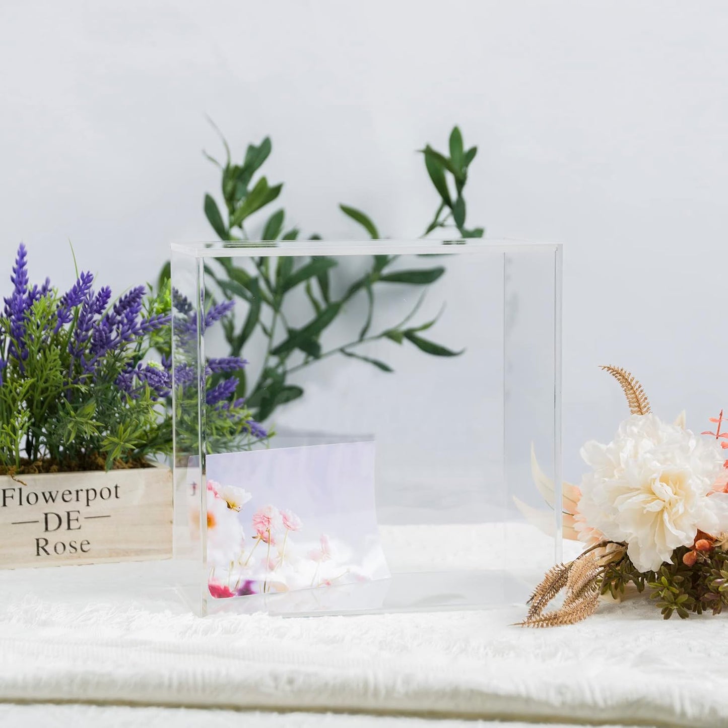 10” Acrylic Card Box - Wedding Card Box for Reception, Birthday, Party, Money Box, Wishing Well, Graduation Party, Elegant Large Clear Card Box-ACB001-WZ