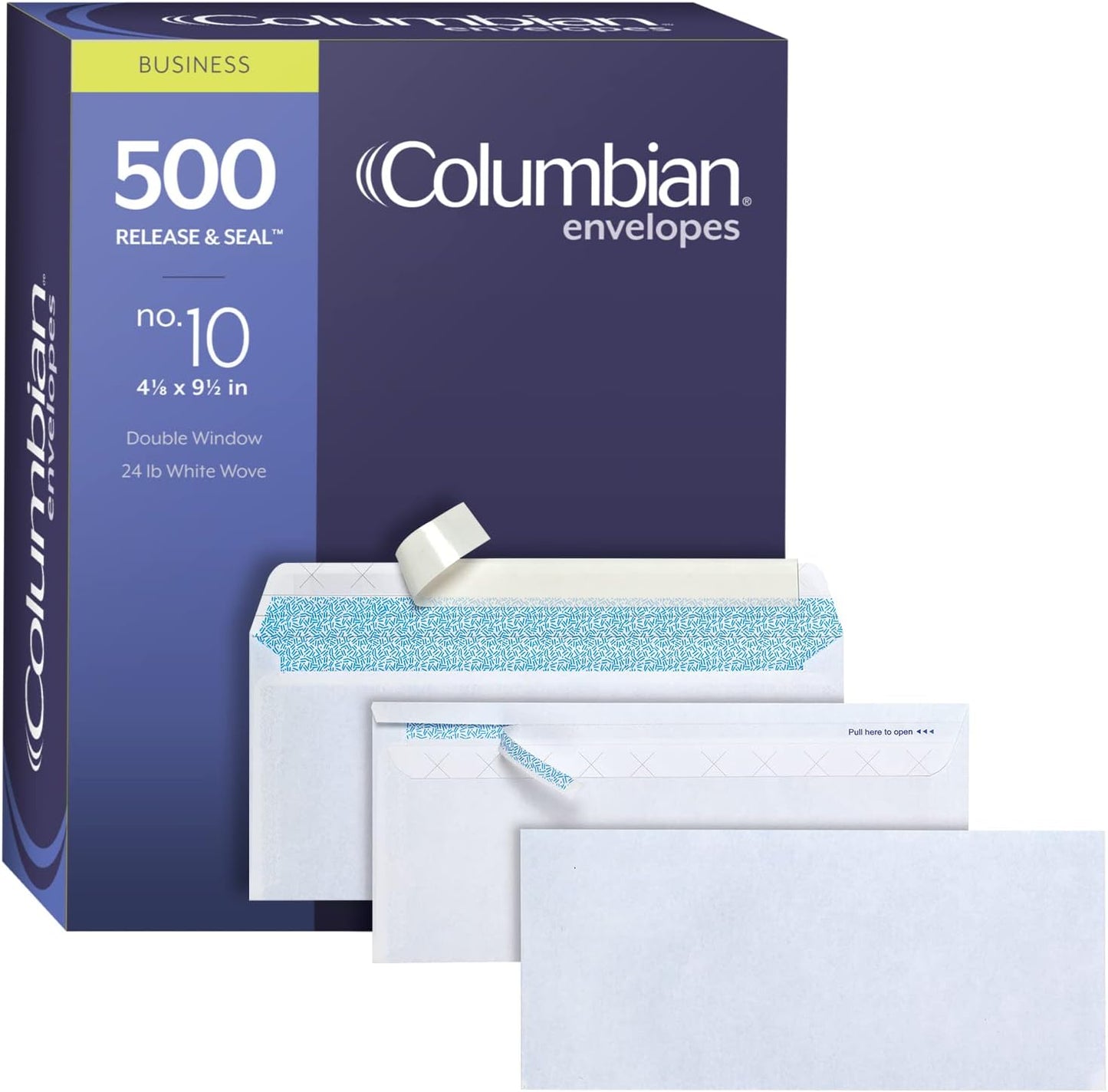 Columbian #10 Security Envelopes, 500/Box, No Window, 4-1/8 x 9-1/2 Inches, Release & Seal Self Seal, SimplySafe Tamper Evident, White (COLO180)
