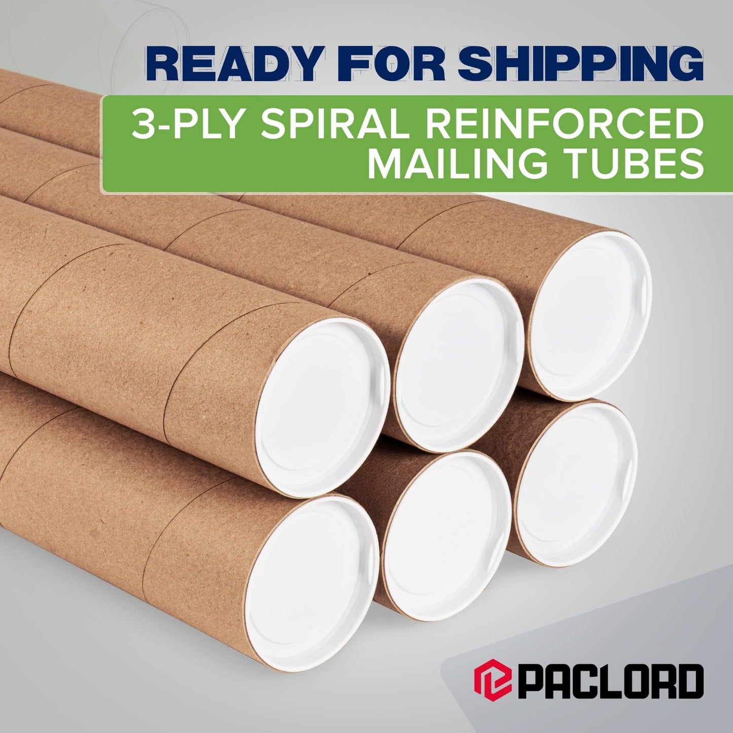 4" x 60" Reinforced Kraft Paper Mailing Tube, Pack of 4 Tubes with 8 Caps – Secure USPS Approved Poster Tube – Cardboard Tube for Shipping and Storing Posters, Prints, Artwork, or Documents