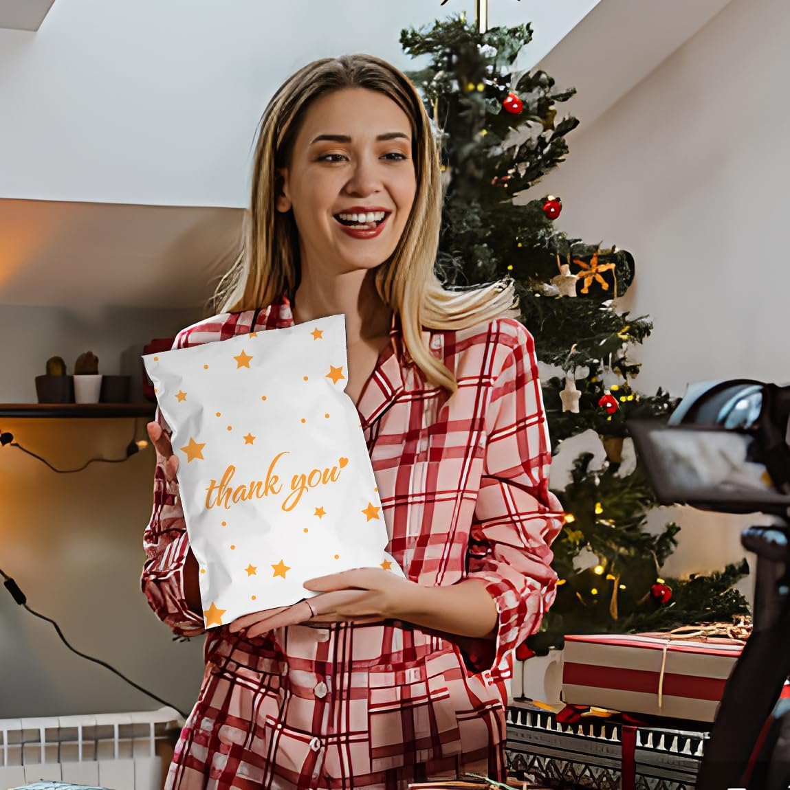 Thank You Poly Mailers 12x15.5 Inch 50 Pcs - Pentagram printed Shipping Bags, 2.4mil Thickness, Waterproof and Tear Resistant Mailing Envelopes, Self-Sealing Packaging Bags for Small Business