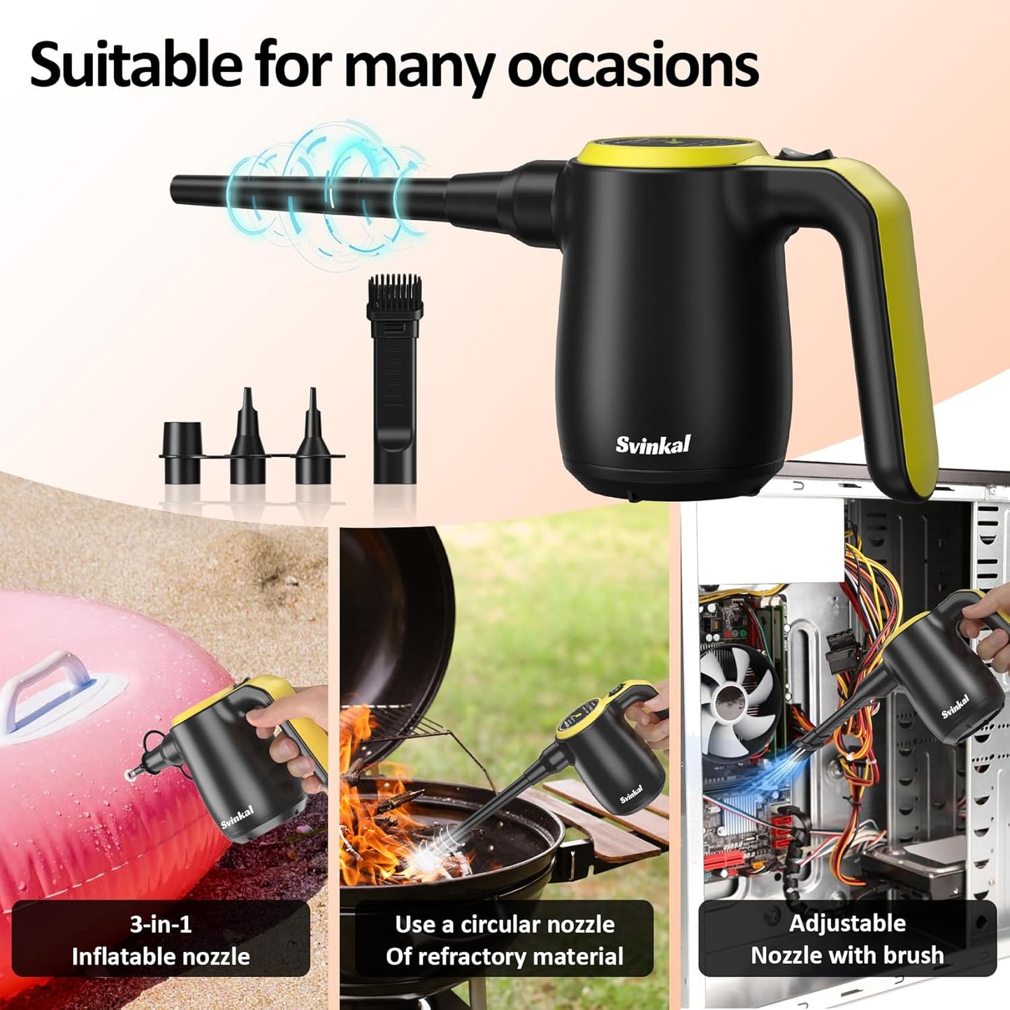 Compressed Air Duster for Electronics, Canned Air Electric for PC, Laptop, Console, Electronics and Home Cleaning, Replaces Compressed Air Cans.