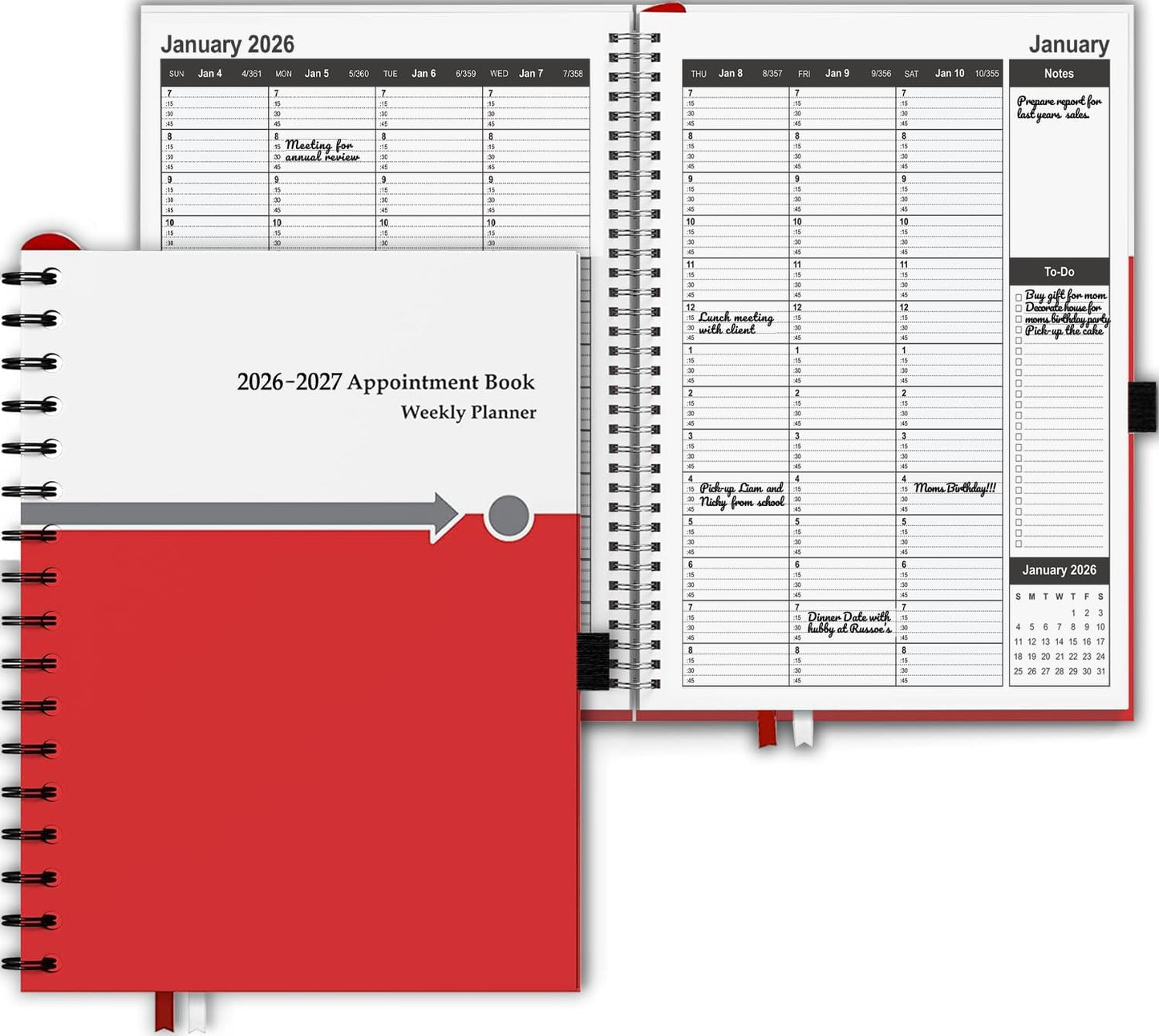 Appointment Book 2026 2027 Daily & Hourly 15 minutes, Schedule Planner Book by Strive Zen, HARDCOVER, Large, 8.5" x 11", Hourly, Weekly Planner, Monthly Planner, 18 Months, January 26 - July 27