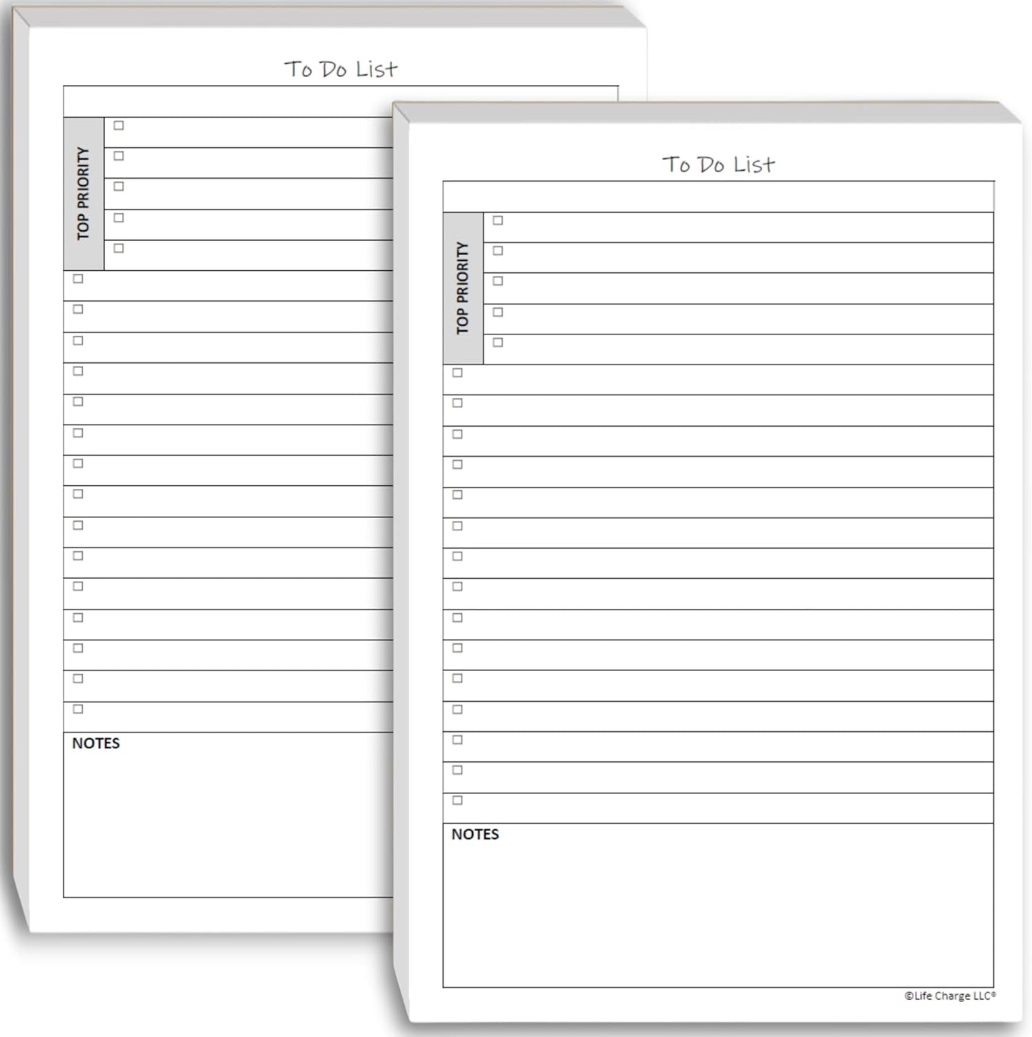TO DO List Notepads (2 Pack, 50 Pages Each) Planner Pads. ToDo Checklist w/Priority & Note Sections. Organize & Track Projects, Clients or Daily Tasks. 5.5 X 8.5, A5 Sheets. Made in the USA.