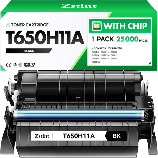 T650H11A Toner Cartridge with chip Black High Yield 1-Pack Replacement for Lexmark T650H11A Toner Compatible with Lexmark T650DN T650DTN T650N T652DN T652DTN T652N T654DN T654DTN T654N T656DNE Printer