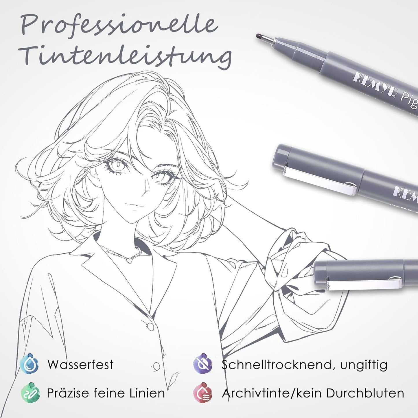 10 Micro Fine liner Drawing Art Pens Calligraphy Pens: 0.05mm-1.0mm Size Grey Art supplies Waterproof Archival Grey Ink Markers For Artists,Use for Professional Watercolor,Sketching