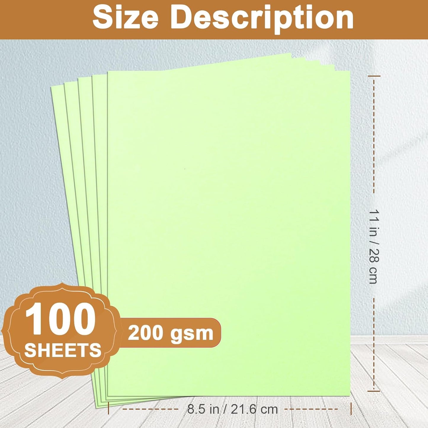 100 Sheets Light Green Cardstock 8.5 x 11 Certificates Paper, 200gsm/75lb Thick Card Stock Printer Paper for Cards Making, Thank You Card, Business Cards, Scrapbooking, Birthday Decorations