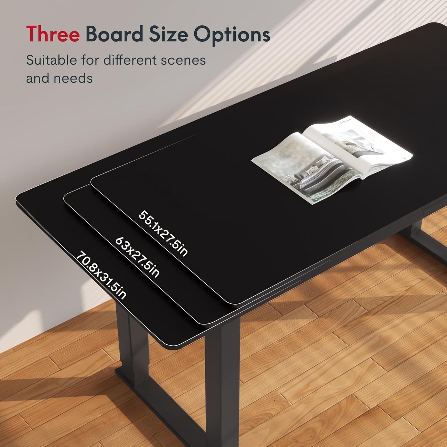 SANODESK 4-Leg Standing Desk, Electric Height Adjustable Desk with Memory Presets for Home Office, Stand up Desk Computer Workstation, 55x28 Inches Black