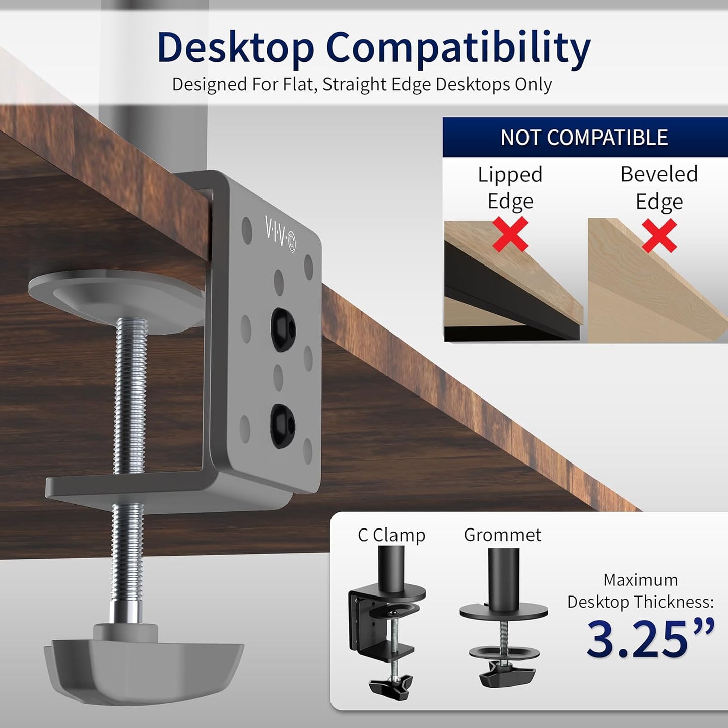 VIVO Dual Monitor Desk Mount, Heavy Duty Fully Adjustable Steel Stand, Holds 2 Computer Screens up to 30 inches and Max 22lbs Each, Gray Color, STAND-V002-GY