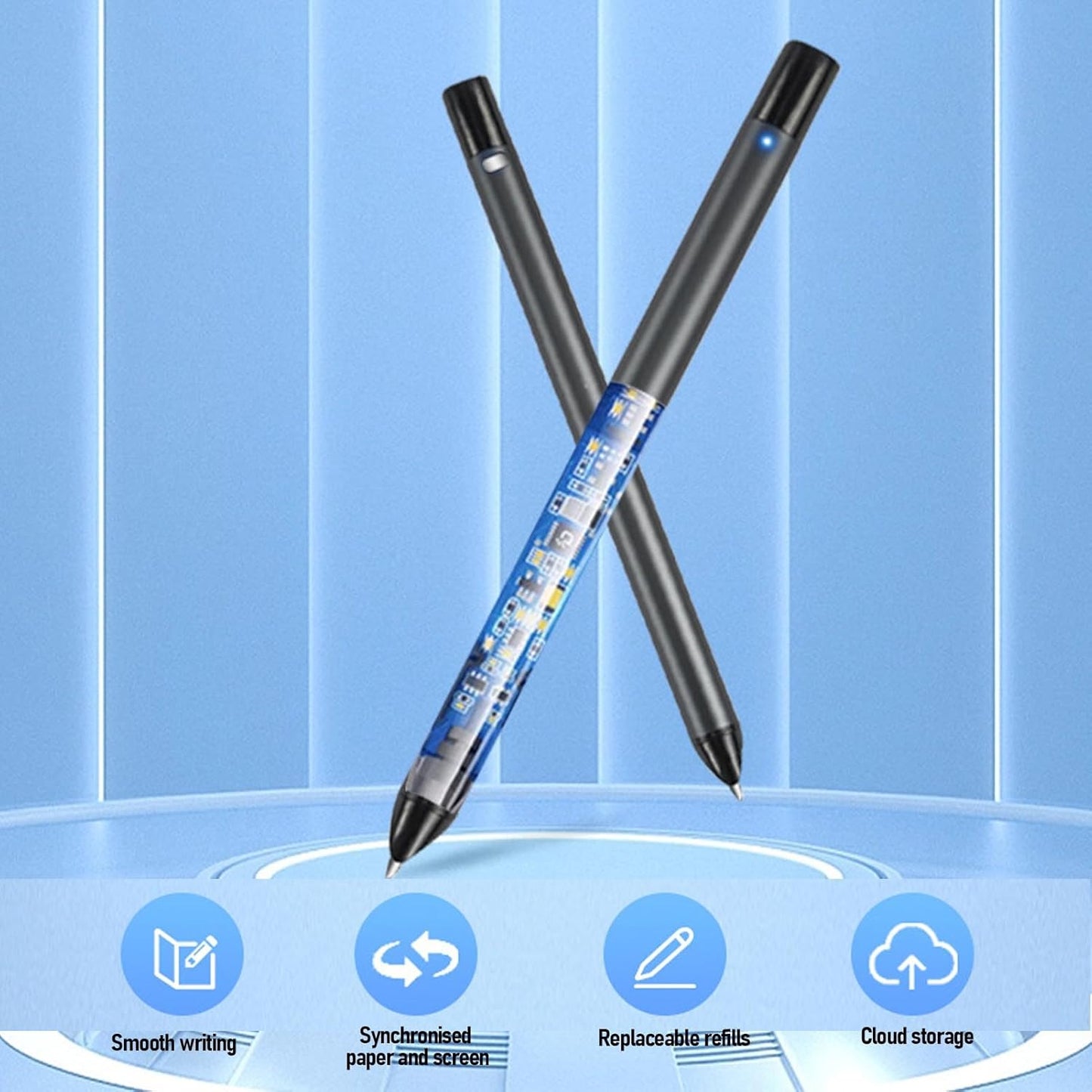 Yunseity 3 in1 Digital Smart Pen, Smartpen Notebook Set, Real Time Sync for Digitizing, Bluetooth 5.0 Paper Smart Writing Set, Convert to Text, OCR Technology, for iOS for Android (Black Patchwork)