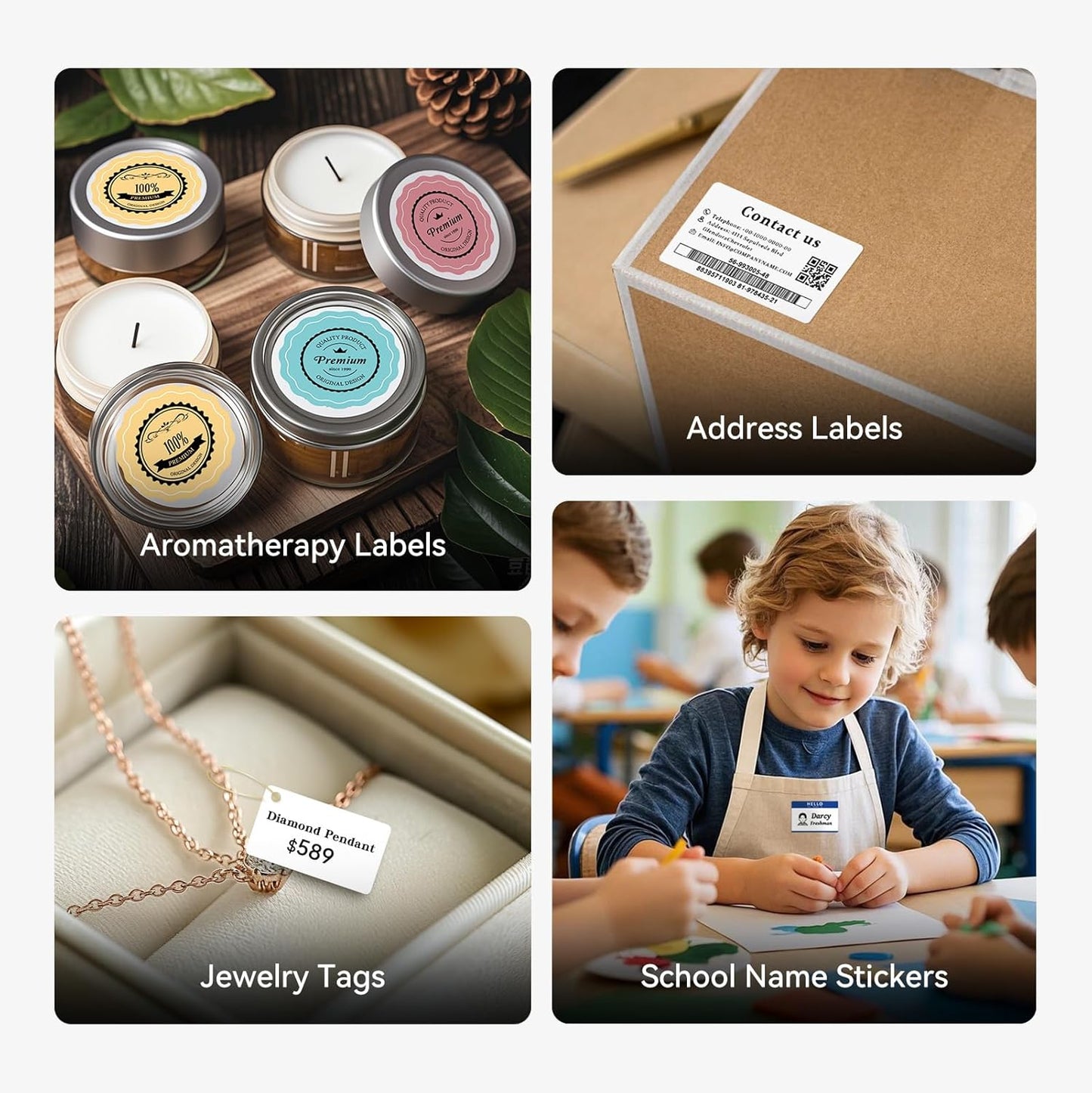 NIIMBOT B1 Label Maker Machine with Tape, 2 Inch Portable Sticker Printer for Home School & Small Business, Compatible with Phones & PC, Silver Gray