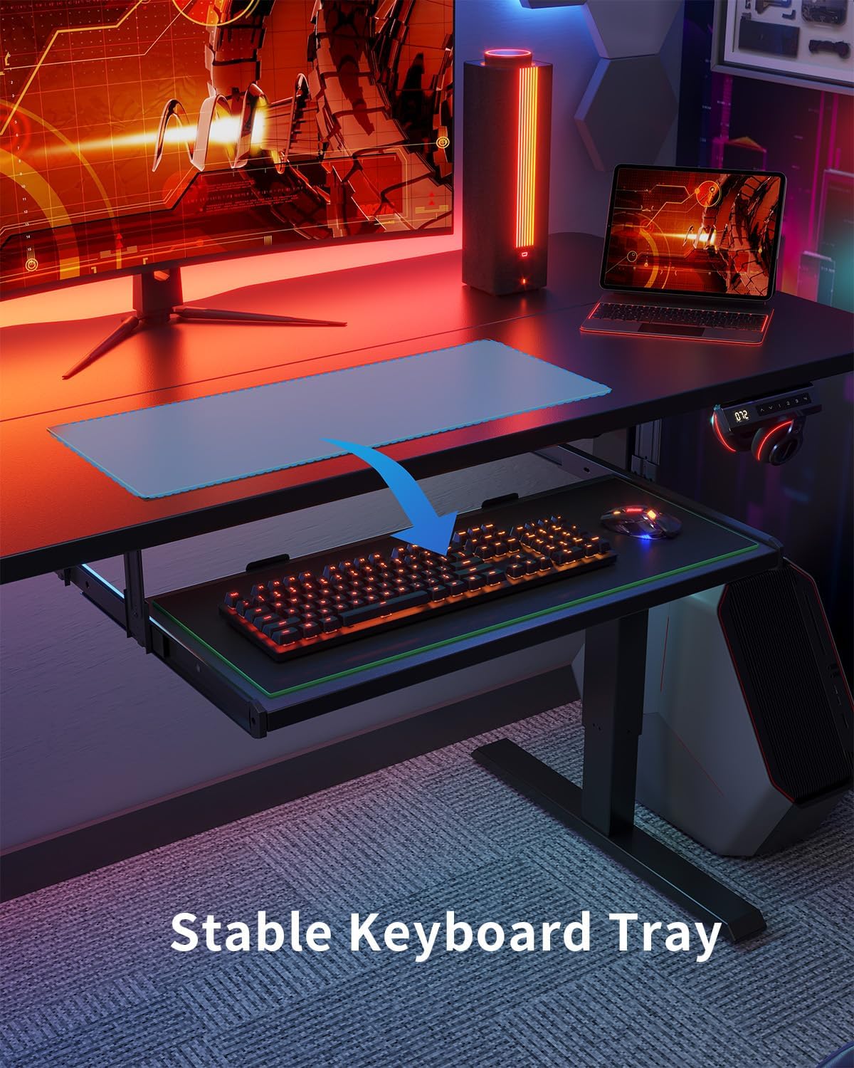 FEZIBO Standing Desk with Keyboard Tray, 40 x 24 Inch Adjustable Height Sit Stand Desk with Memory Presets for Home Office, Ergonomic Computer Workstation, Black