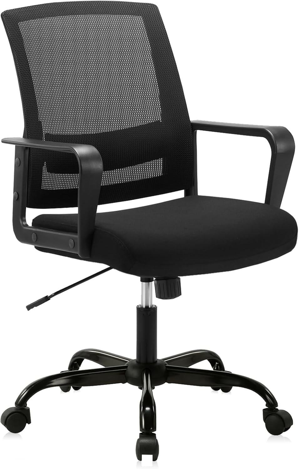 CLATINA Office Chair, Mid Back Ergonomic Desk Chairs Rolling Mesh Computer Chair with Executive Lumbar Support and Height Adjustable Design for Home Office, Black