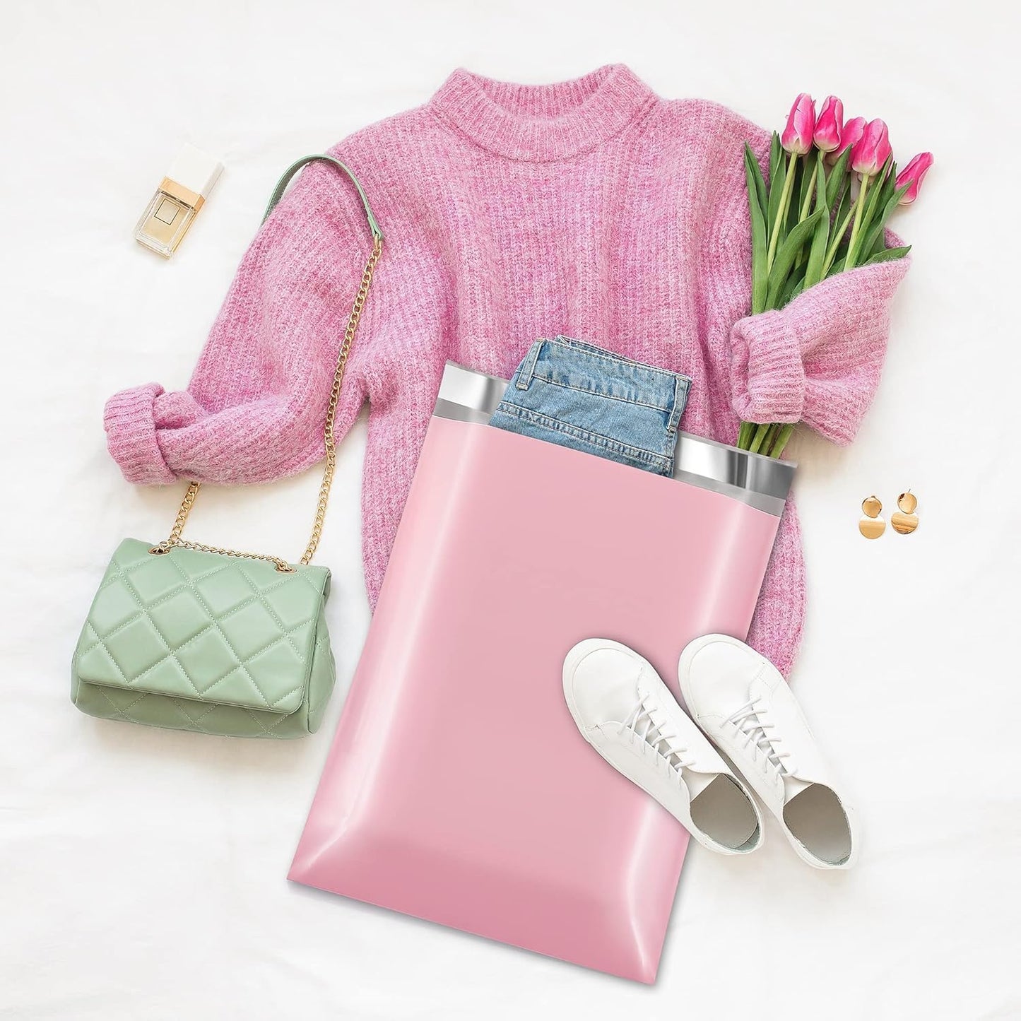 Fuxury Poly Mailers 10x13 Inch 500pc,Sturdy Shipping Bags for Clothes,Self Adhesive Mailing Shipping Envelopes,Waterproof Mailers Poly Bags,Colorful Packaging Bags for Small Business Pink