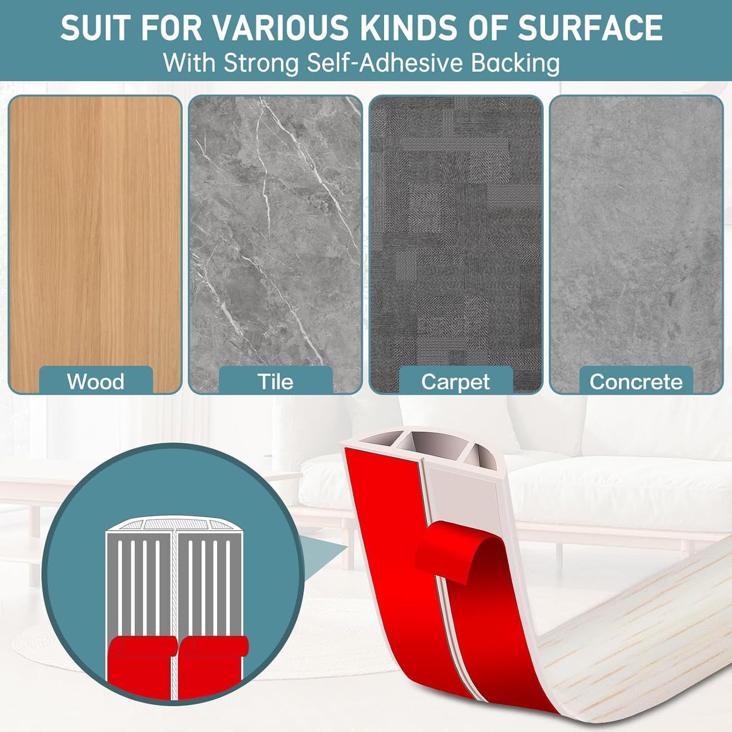 Floor Cord Cover Self Adhesive Cord Hider Floor Extension Cord Covers for Floor Power Cord Protector Cable Management Prevent Cable Trips Cable Cavity 0.47" W x 0.27" H (Beige Wood, 3.3Ft)