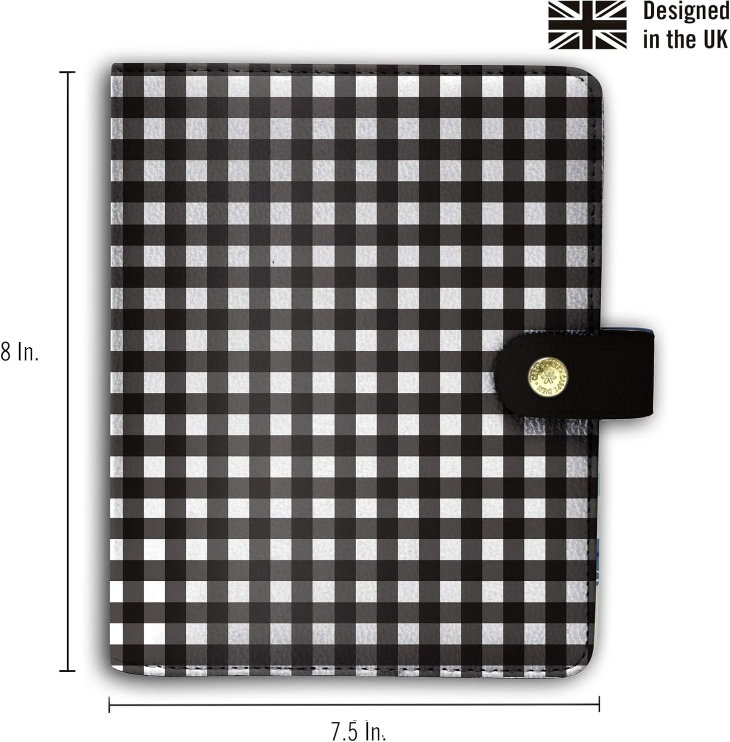 Pukka Pad, Carpe Diem Personal Planner - Soft Cover Binder with Weekly, Monthly Undated Inserts in Tabbed Sections, Interior Pockets and Sticker Sheets - 8 X 7.5 X 1.4 Inches, Buffalo Check