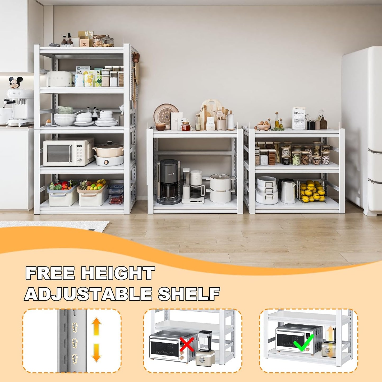 Bookshelves and Bookcases, 5 Tier Metal Bookshelf, 63" Tall Bookcase, Adjustable White Book Shelf, Heavy Duty Storage Shelves for Bedroom, Living Room, Home Office, School, Bathroom and Kitchen