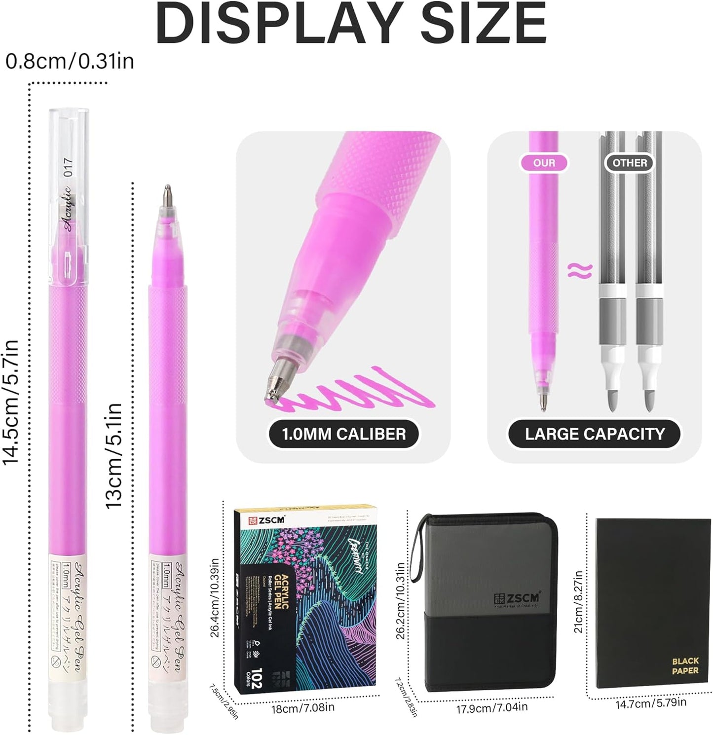 100 Colors 3D Acrylic Gel Pens & Black Paper Sketchbook for Drawing, 1mm Fine Point Acrylic Ink Pen, Opaque Archival Ink Pens for Black Paper Drawing, Sketching, Illustration, Card Making