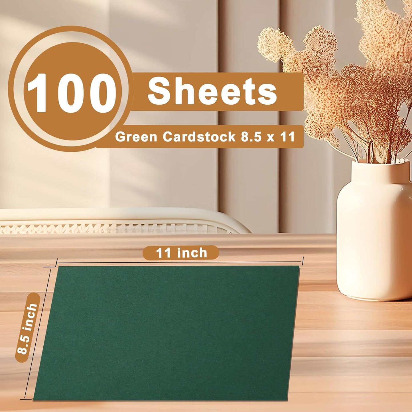 100 Sheets Dark Green Cardstock 8.5 x 11 Crafting Paper, 200gsm/75lb Heavyweight Paper Christmas Green Card Stock for DIY Cards Making, Greeting Cards, Invitations, Party Decorations, Menus
