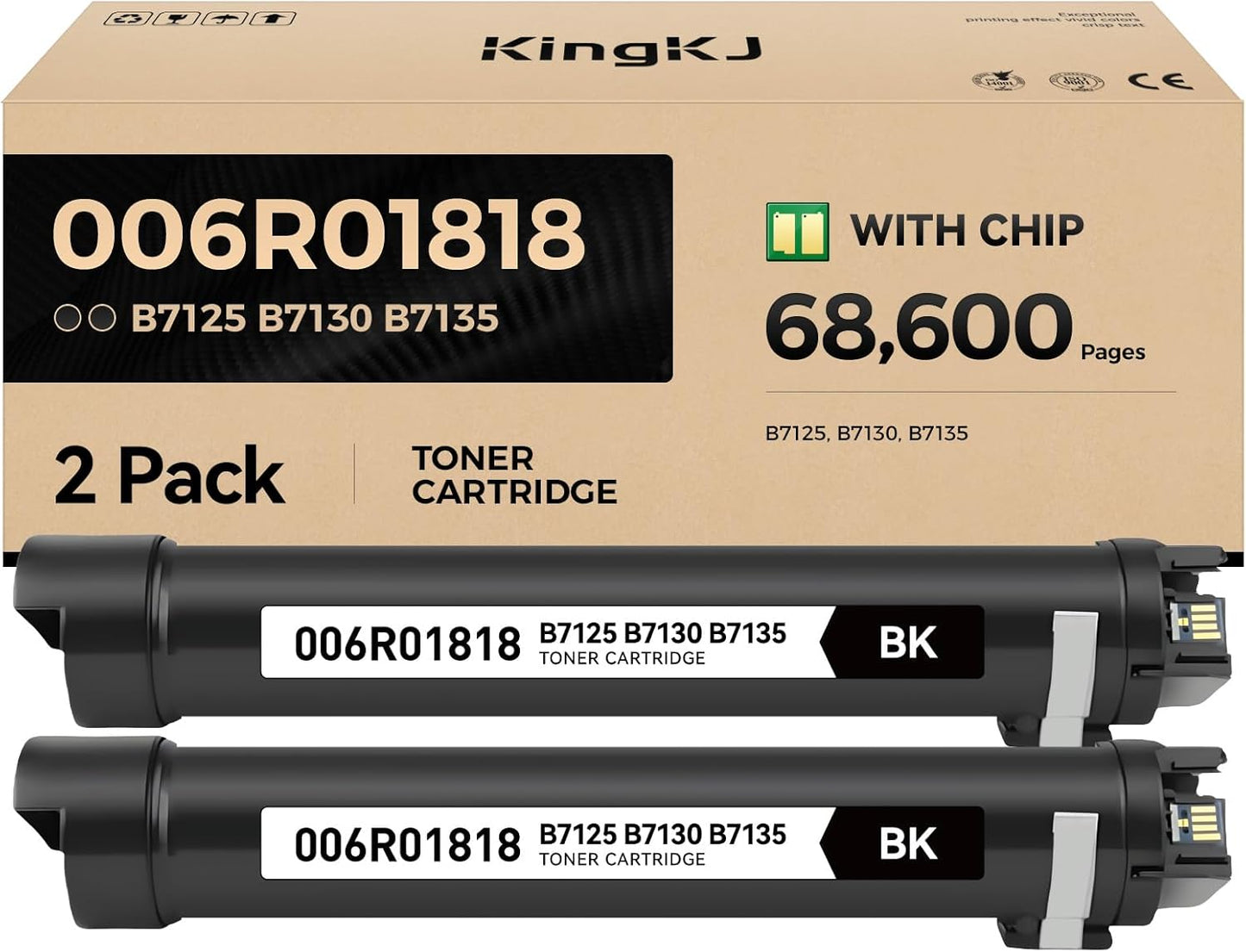 Versalink B7125 B7130 B7135 Black High Capacity Toner Cartridge 2-Pack Replacement for Xerox 006R01818 Toner Compatible with Xerox Versalink B7125 B7130 B7135 Laser Printer Ink All-in-One Copier Copy