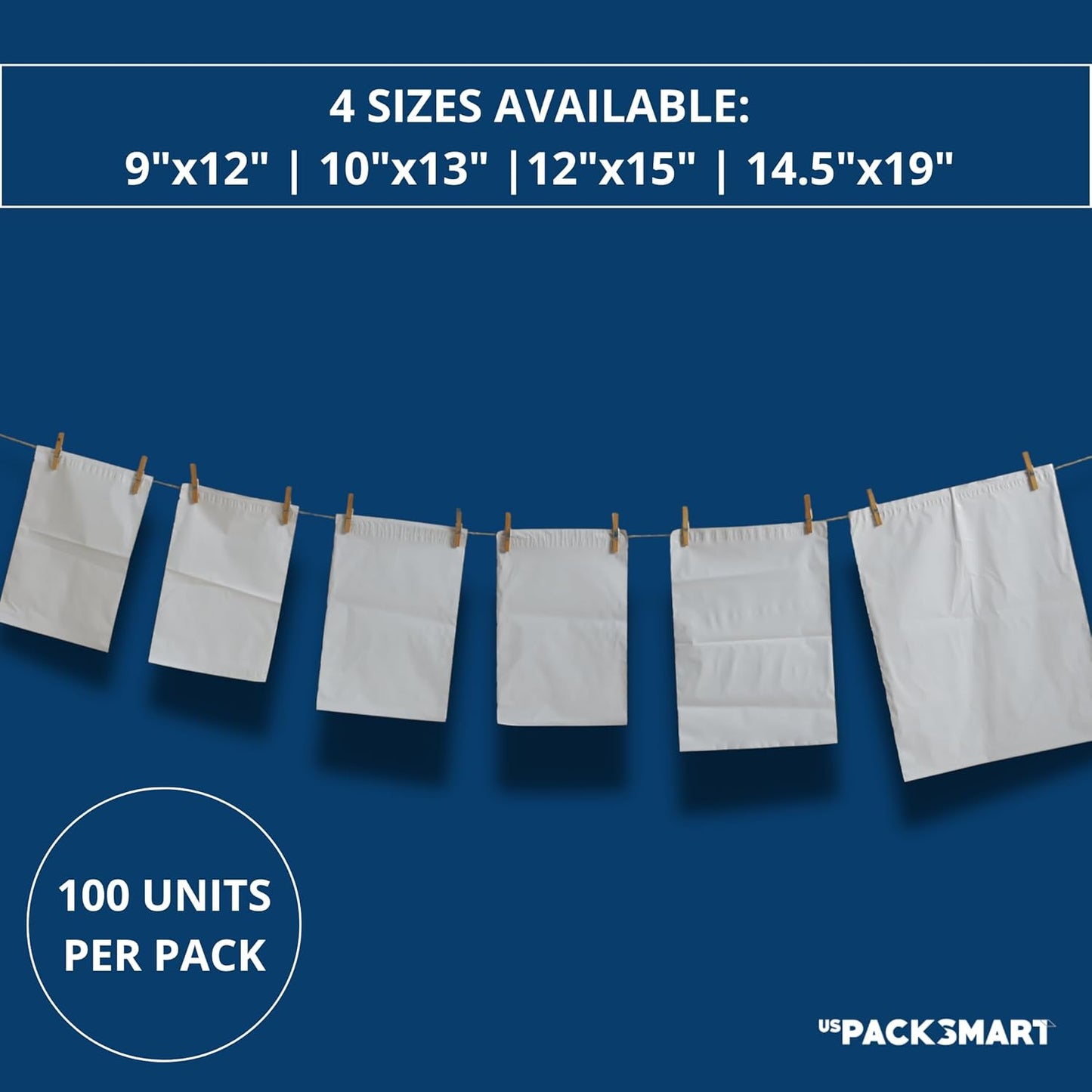 White Plastic Poly Mailers 14.5"x19" | Shipping Bags for Clothing, Books & Accessories | Durable Shipping Envelopes | Waterproof, Tear-Proof with Strong Self-sealing Adhesive | 100-Pack