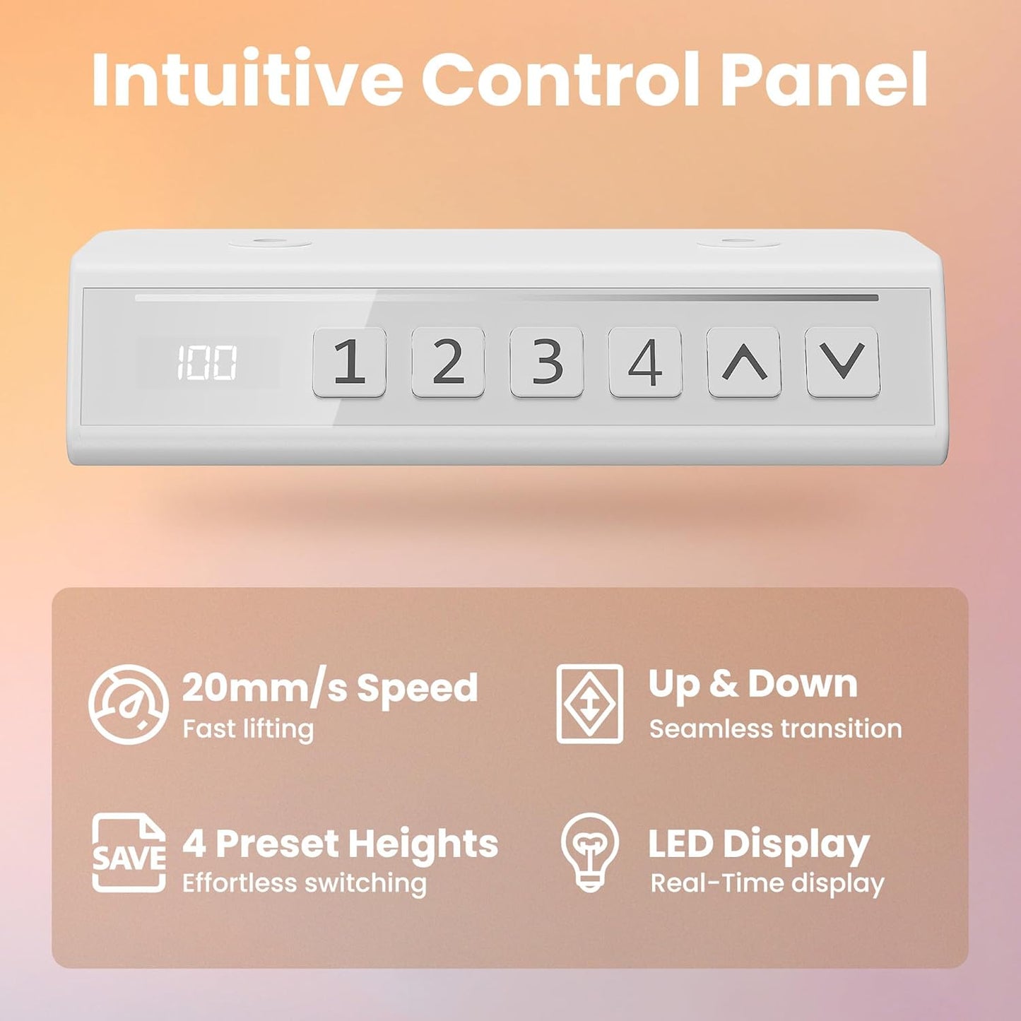 HUANUO 32" Small Electric Standing Desk Adjustable Height, 4 Memory Height Settings, Sit Stand Up Desk for Home Office & Computer Workstation, LightWalnut