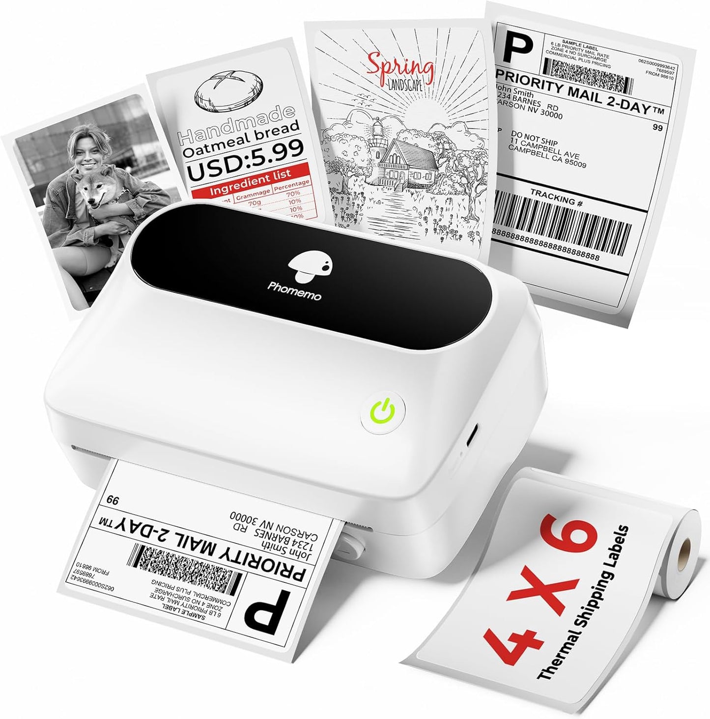 Phomemo Label Printer, Bluetooth M421 4 x 6 Shipping Label Printer, Thermal Portable Printers for Shipping, Warehouse, Barcode, Address,Compatible with Phone & PC,