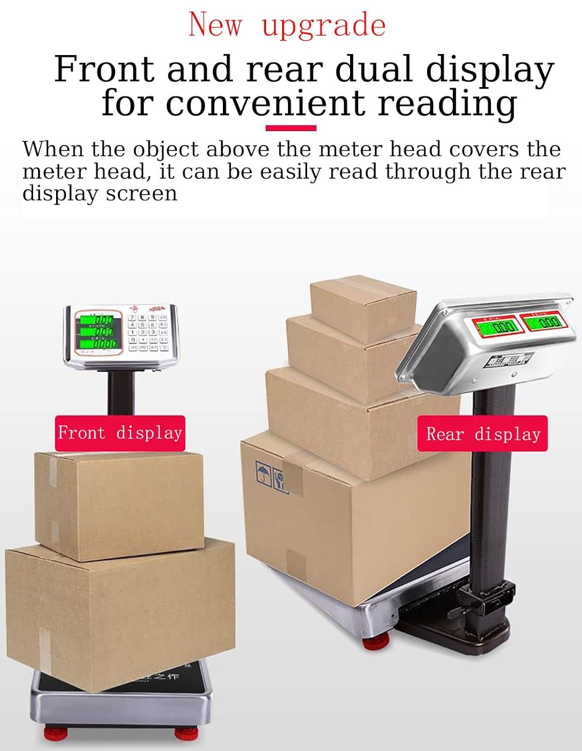 Industrial Platform Scale 660lb Floor Weight Computing Postal Scale Digital Large Scale LB/KG Perfect Foldable for Postal Luggage Shipping Mailing Weighing Double-Sided Display