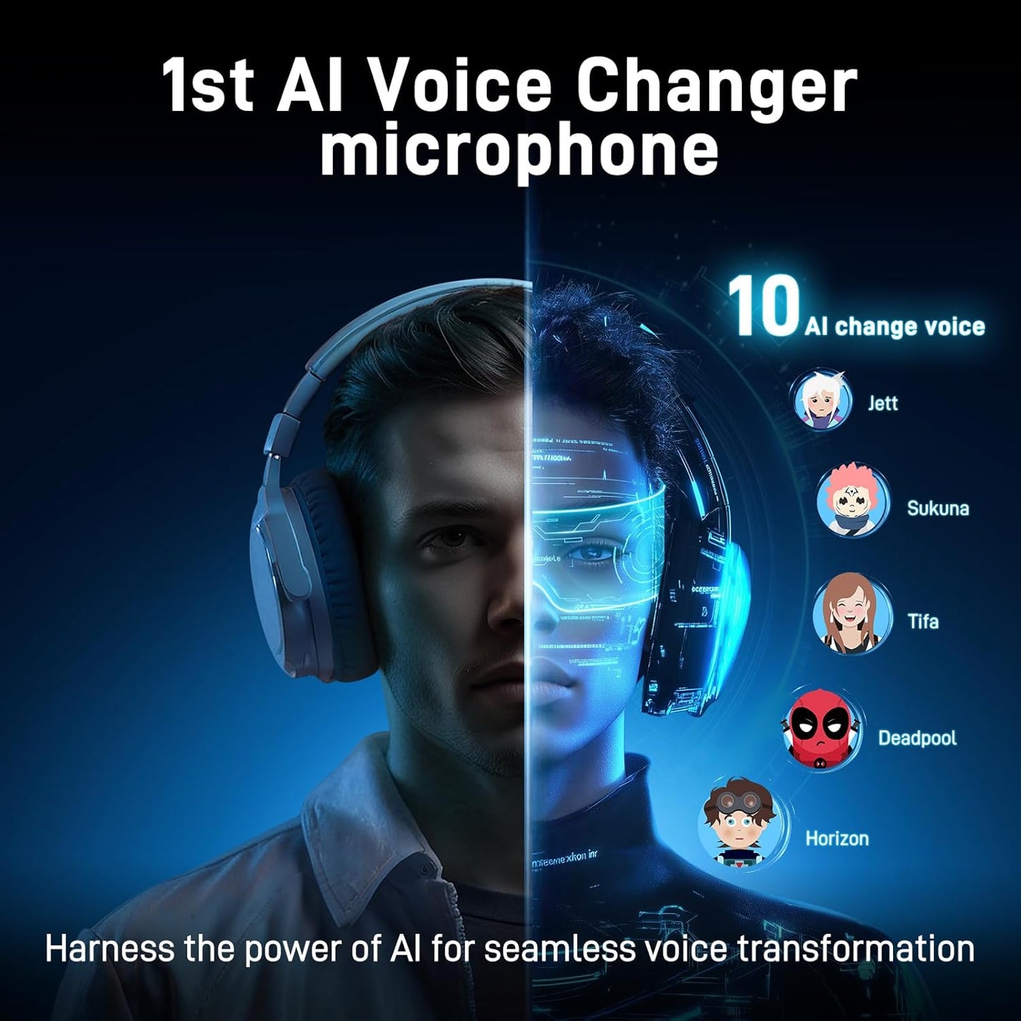 MAONO Wireless Gaming Microphone for PC, Condenser USB Mic with Software AI Voice Change,3-Level Noise Cancellation,Custom RGB, for Streaming Recording Podcast PS5 PS4 Twitch YouTube (DM40 Pro-Black)