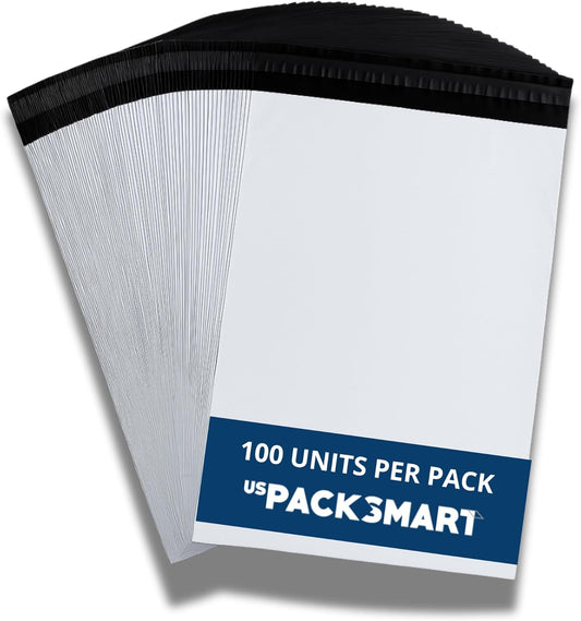 White Plastic Poly Mailers 14.5"x19" | Shipping Bags for Clothing, Books & Accessories | Durable Shipping Envelopes | Waterproof, Tear-Proof with Strong Self-sealing Adhesive | 100-Pack