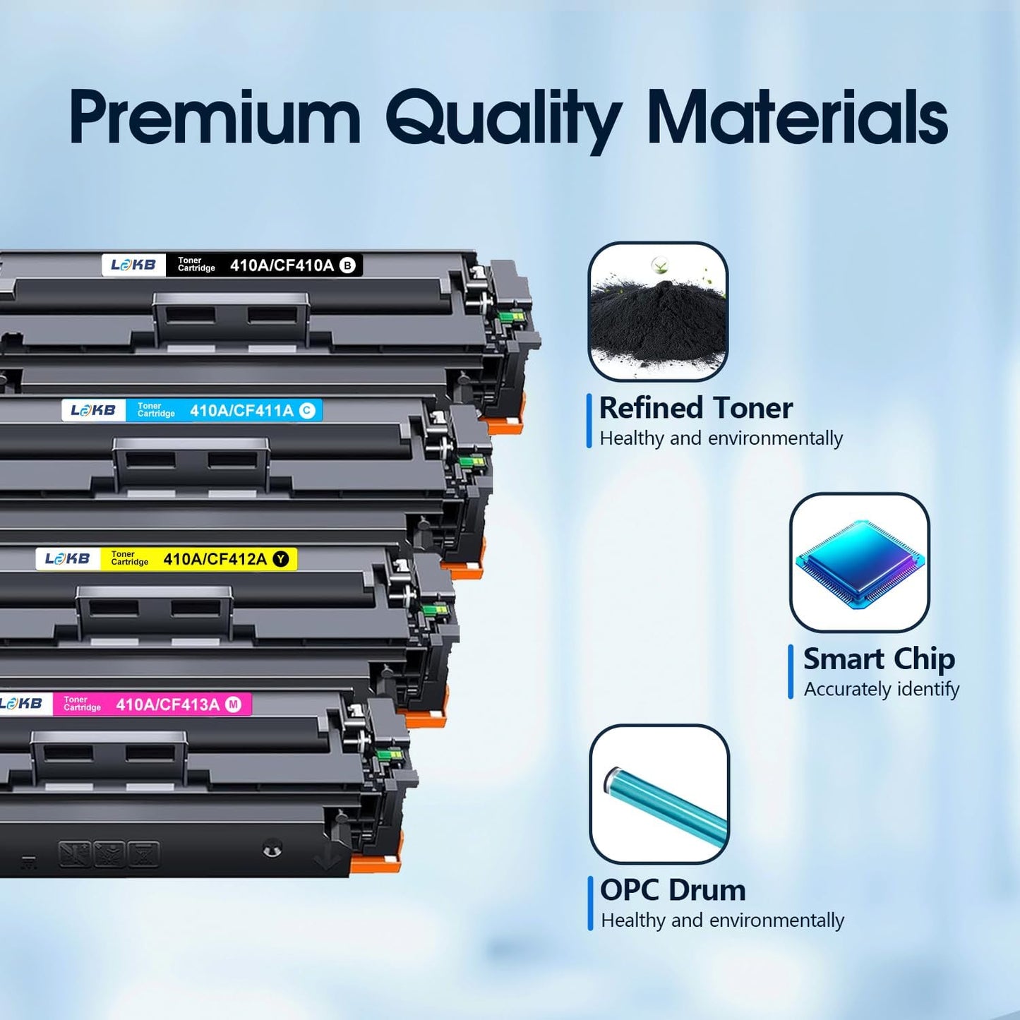 410A Toner Cartridge Replacement Compatible for 410A 410X 410 CF410A CF411A CF412A CF413A Work with Pro MFP M477fnw M477fdw M477fdn M452dn M452nw M477 Printer (4-Pack)