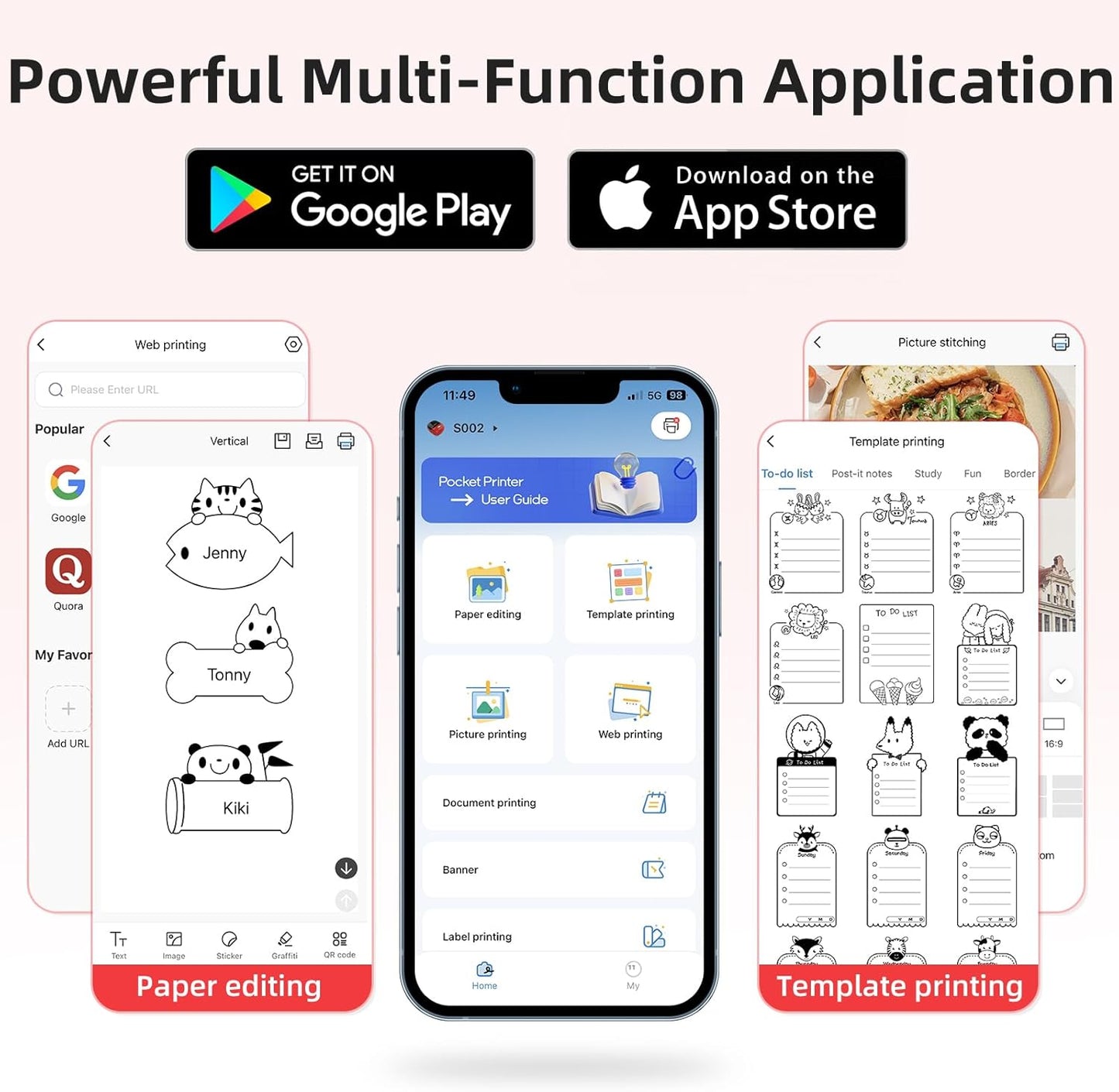 ORGSTA Sticker Printer PrintPods Mini Printer Bluetooth Portable Sticker Maker with 3 Rolls Paper Thermal Inkless Label Maker Machine Impresora Portátil Instant Print for Notes, Journal, DIY, Gift