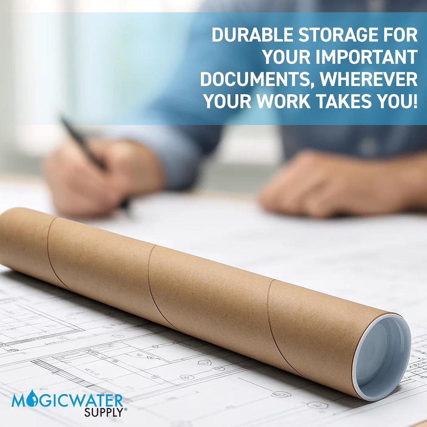 MagicWater Supply Mailing Tube - 1.5 in x 12 in - Kraft - 2 Pack - for Shipping and Storage of Posters, Arts, Crafts, and Documents