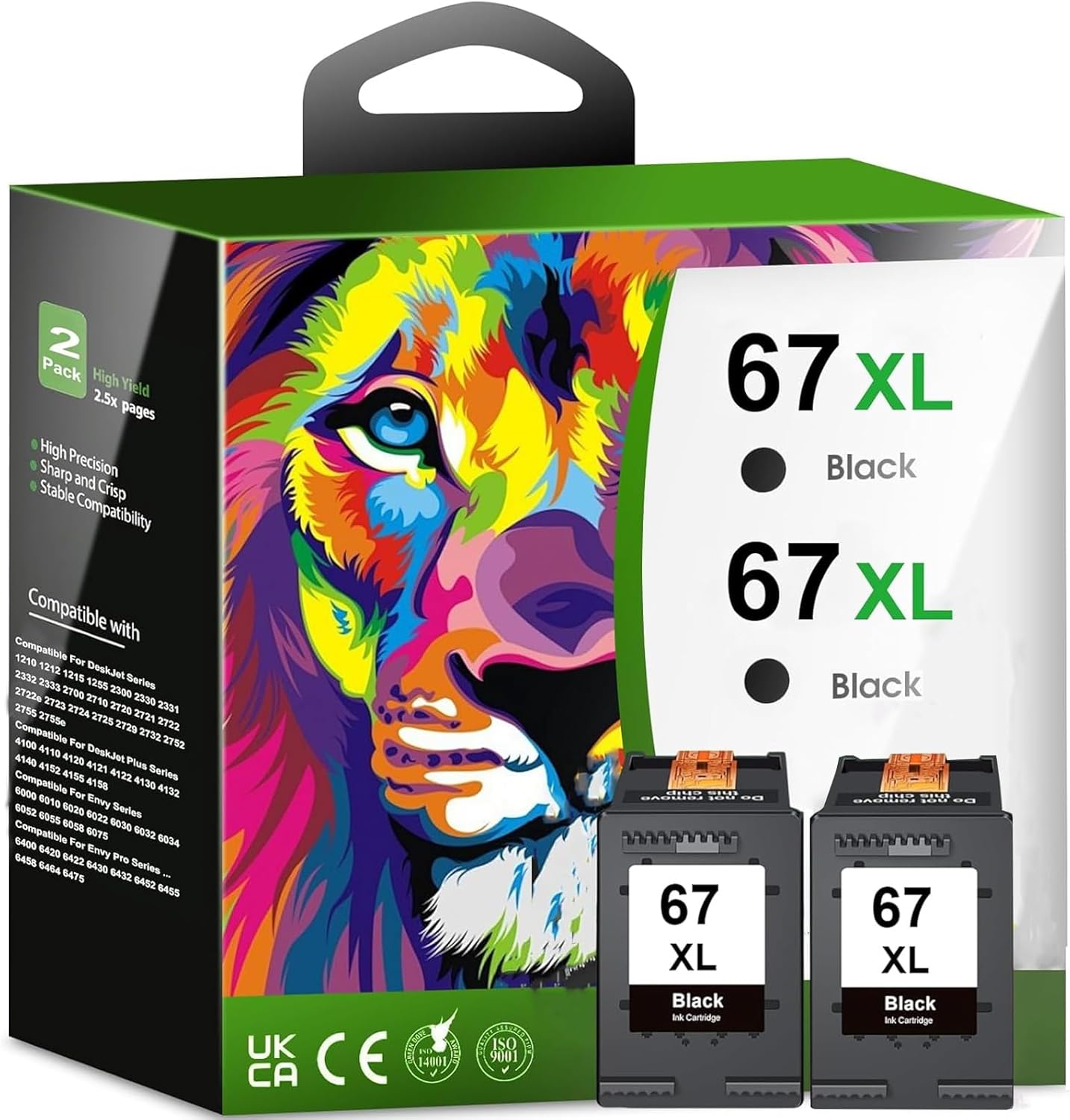 Printer Ink 67XL 67 Black 67XLBlack 2755e Ink Cartridges Replacement for HP Ink 67 67XL HP67 Black Ink Cartridge for HP Printers Fit for Deskjet 2700 2752 2755e 2755 4152 4155 Envy 6000 6055 6058 6075