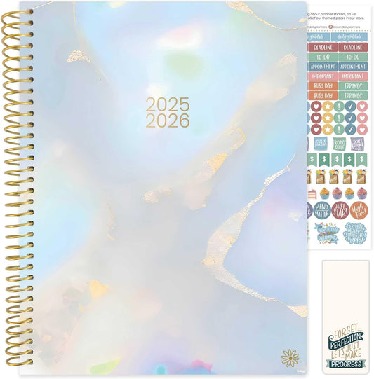 bloom daily planners 2025-2026 (8.5" x 11") Academic Year Day Planner (July 2025 - July 2026) - Weekly & Monthly Dated Agenda Organizer with Stickers & Tabs - Iridescent Opal